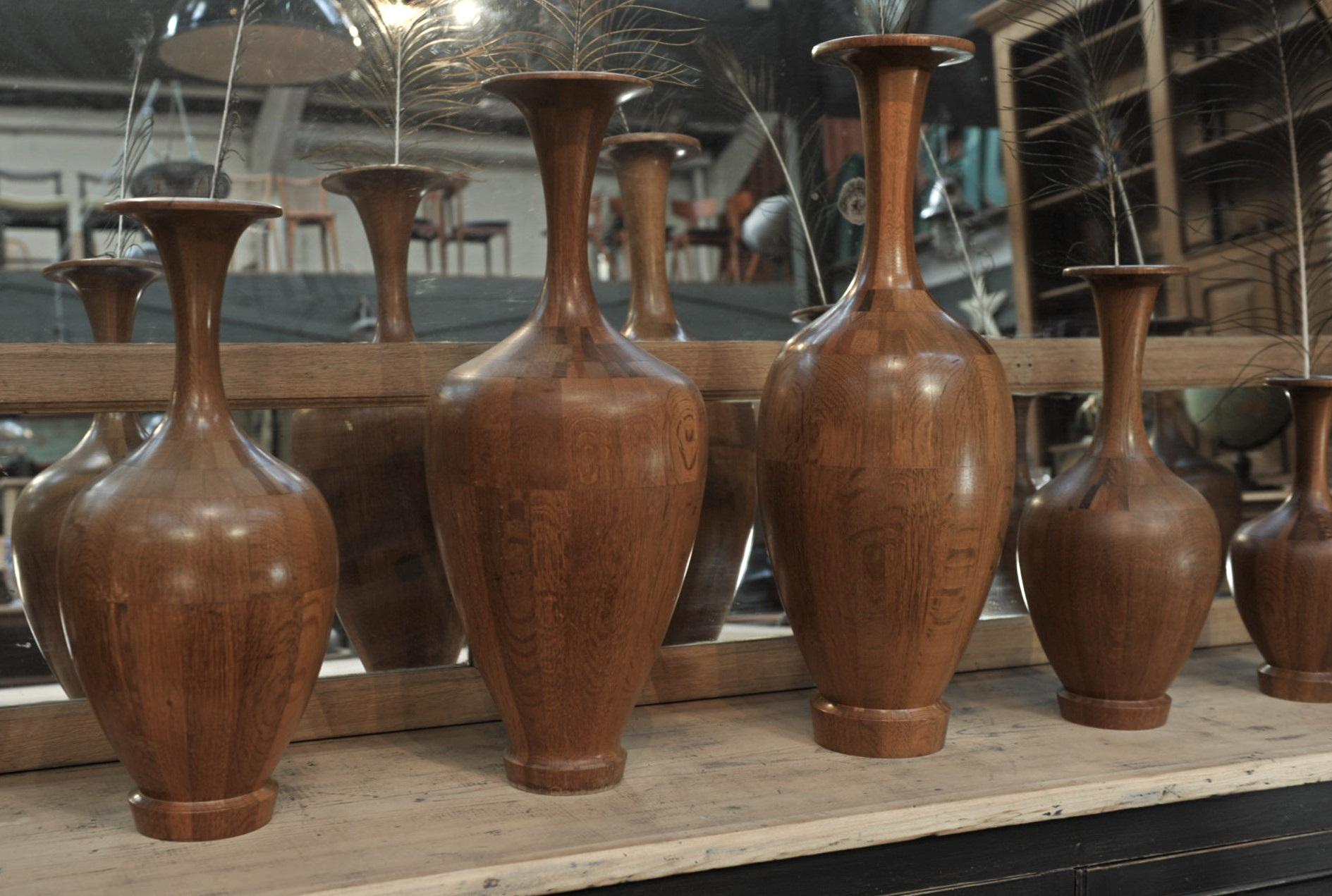Set of Height Timber Vases, De Coene Frères, 1930s For Sale 3