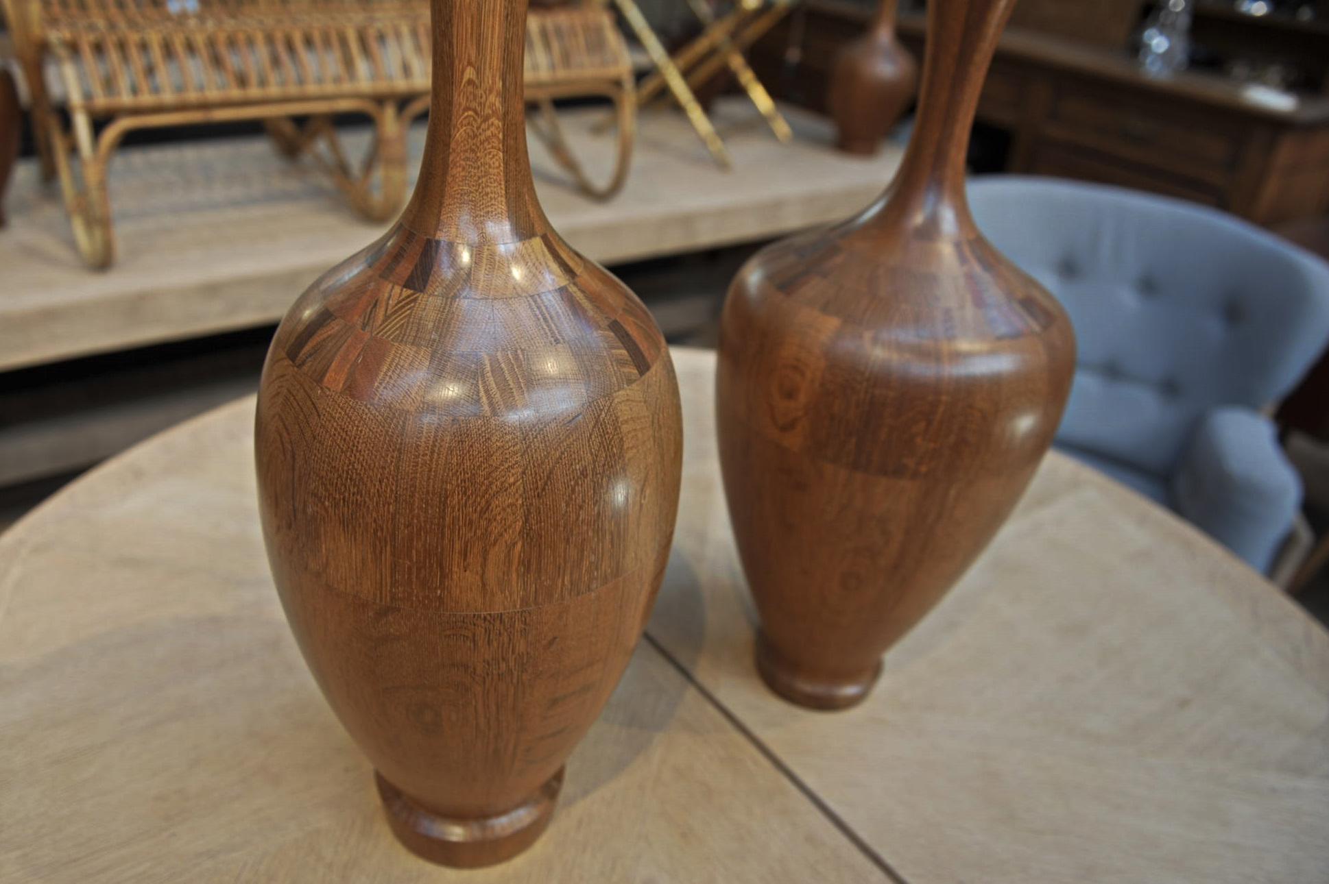 Set of Height Timber Vases, De Coene Frères, 1930s For Sale 11