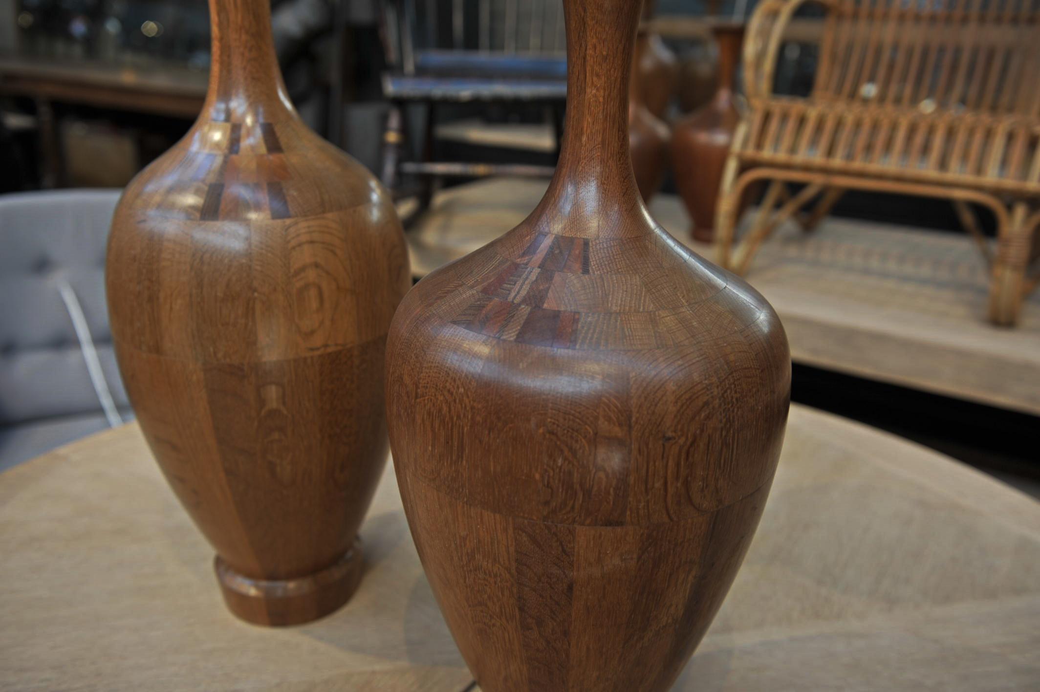 Set of Height Timber Vases, De Coene Frères, 1930s In Good Condition For Sale In Roubaix, FR