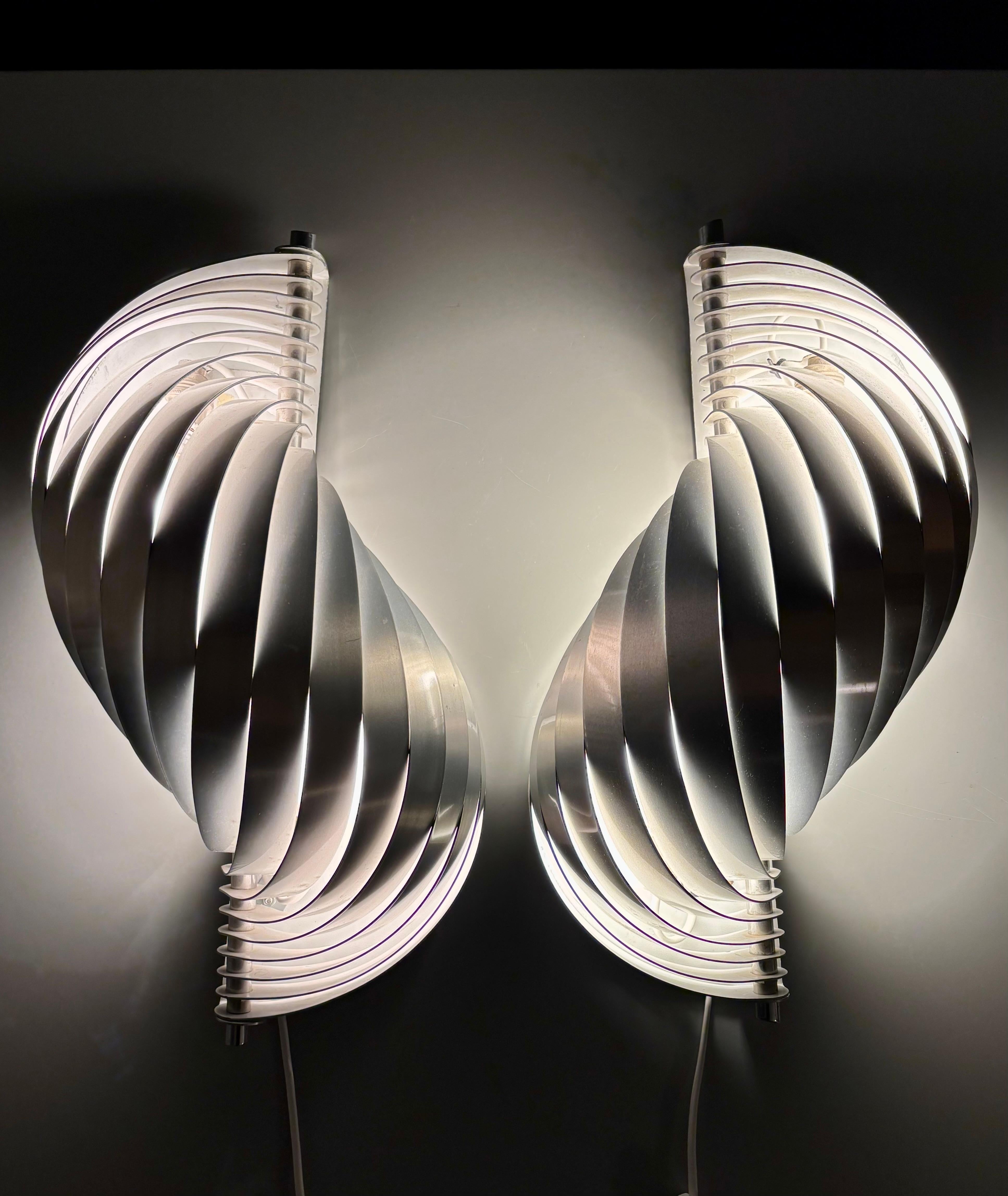 Modernes Set von Henri Mathieu Wandleuchten aus Aluminium, 1970er Jahre im Angebot 5