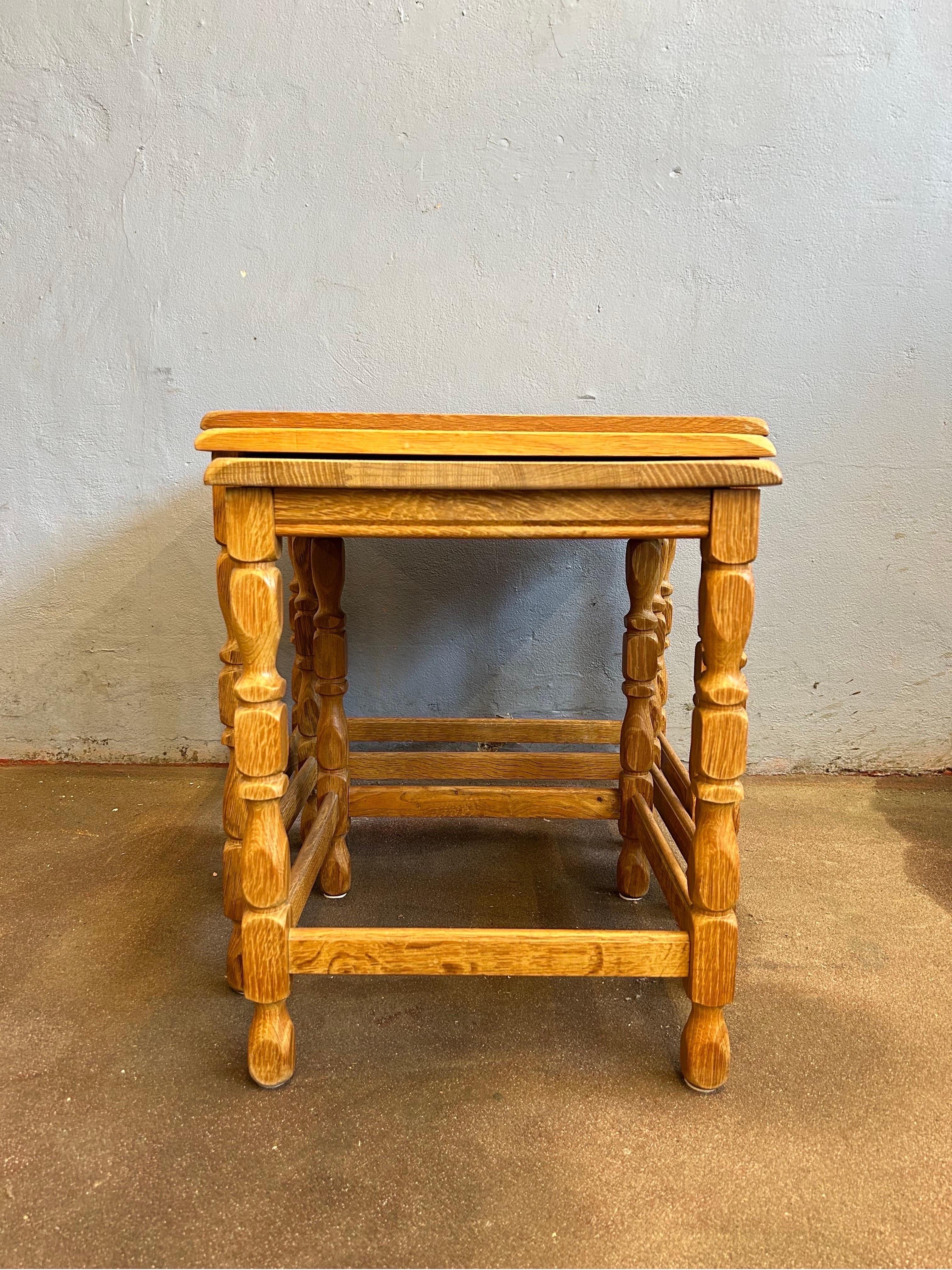 Set of Henry Kjærnulf Nesting Tables in Oak 4