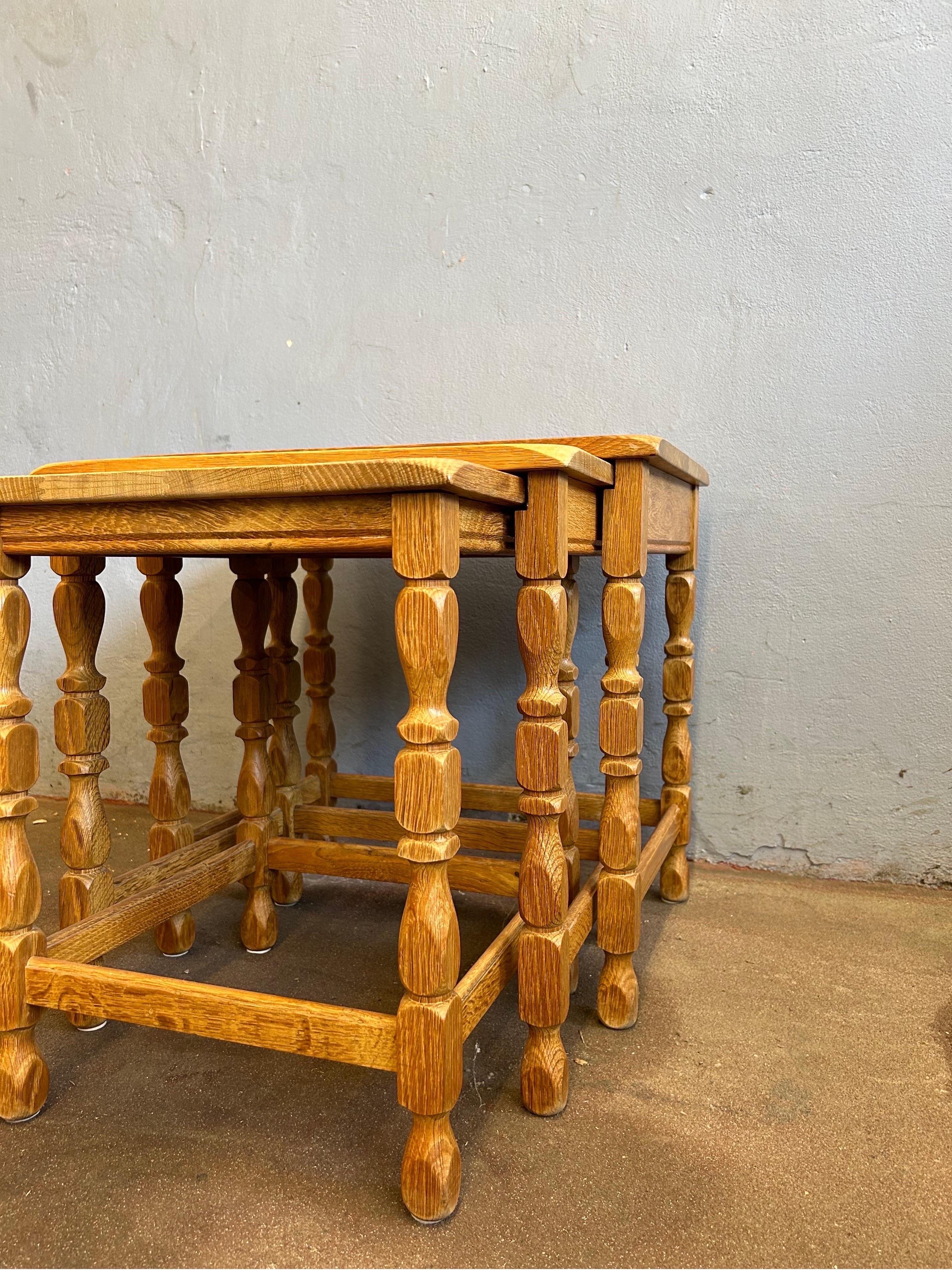 Set of Henry Kjærnulf Nesting Tables in Oak 2