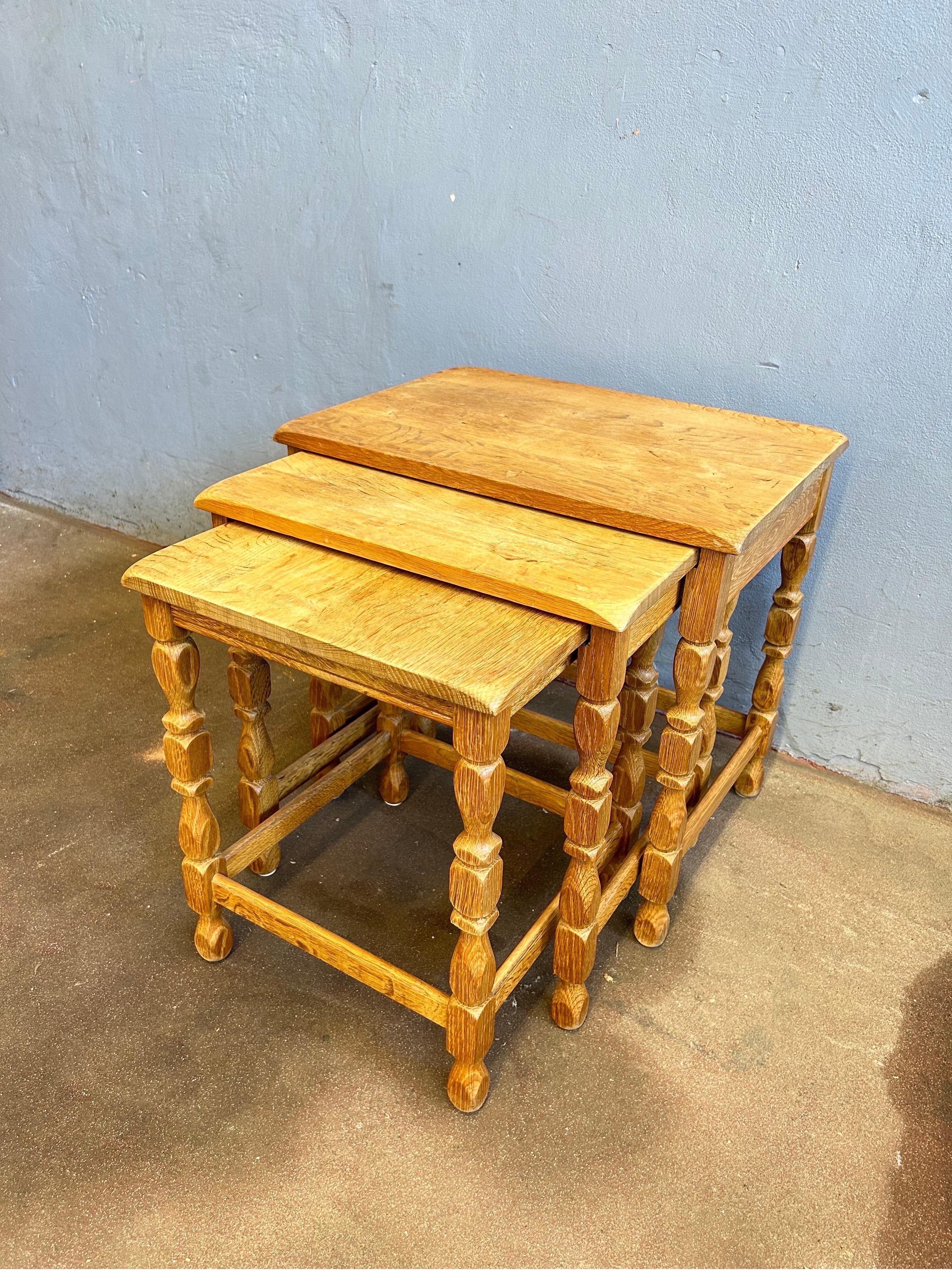 Set of Henry Kjærnulf Nesting Tables in Oak 3