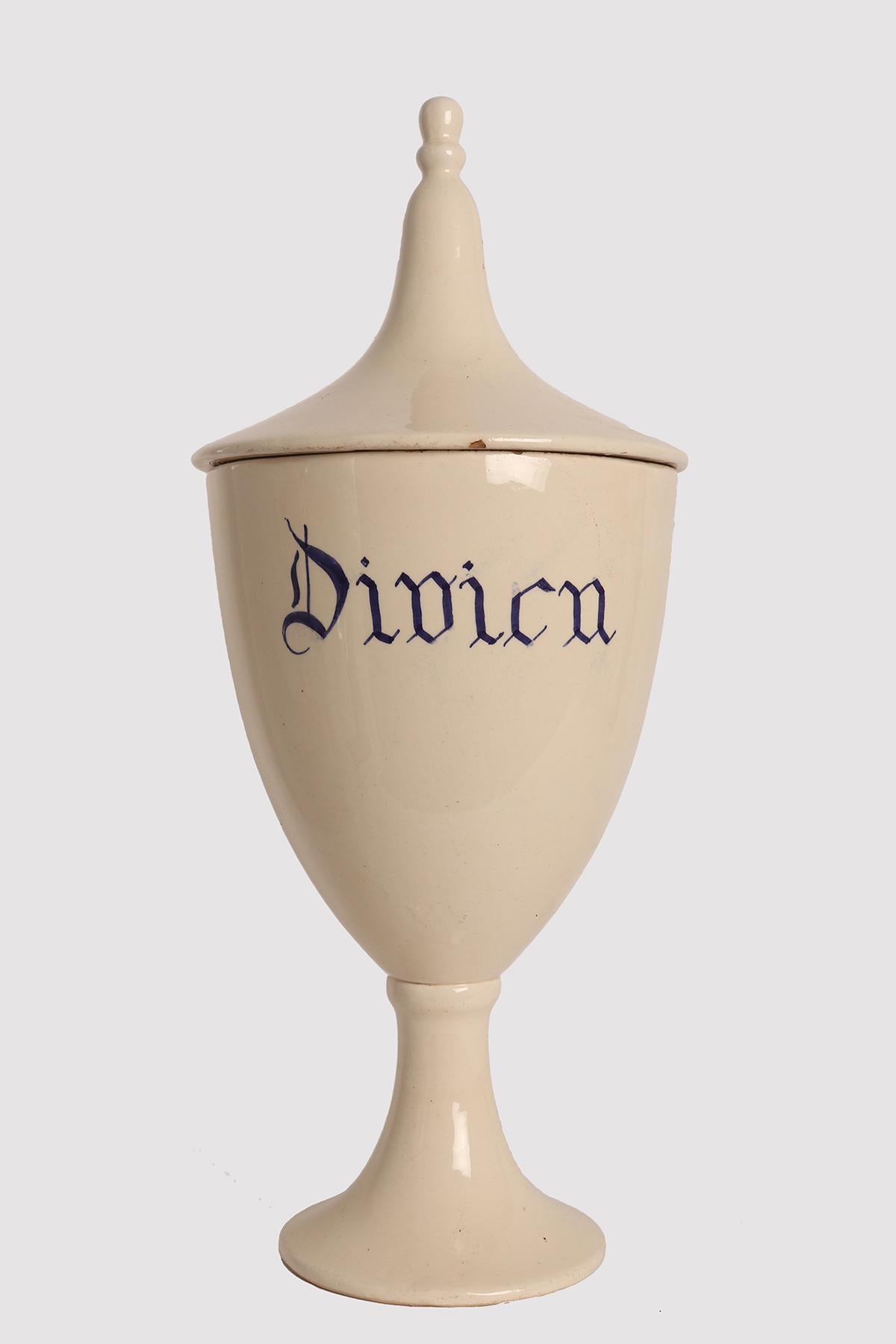 Italian Set of herbalist pharmacy ceramic jars, Italy 1890. For Sale