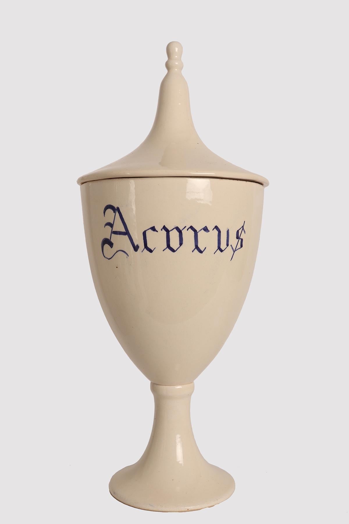 19th Century Set of herbalist pharmacy ceramic jars, Italy 1890. For Sale