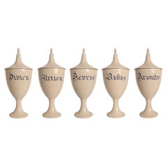 Ensemble de pots en céramique de pharmacie herboriste, Italie 1890.