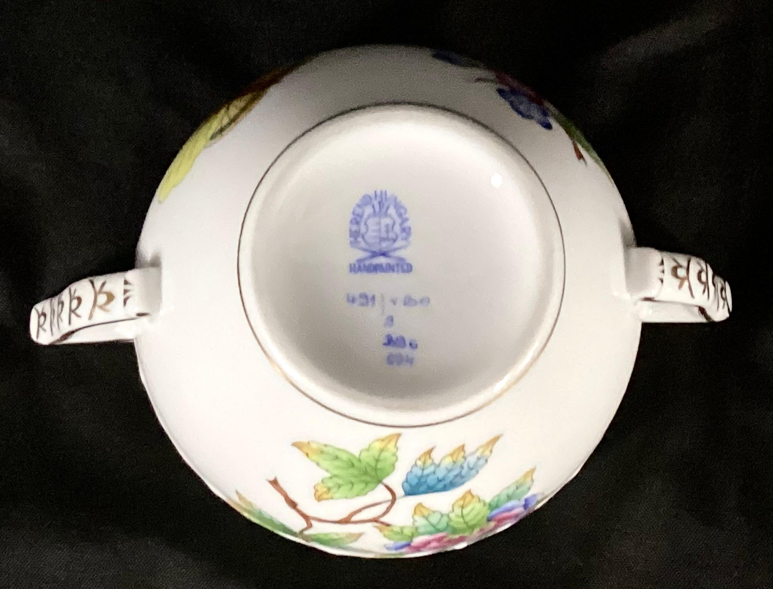 Set Of Herend Queen Victoria Salt Dish And Sugar Bowl With Lid For Sale 5