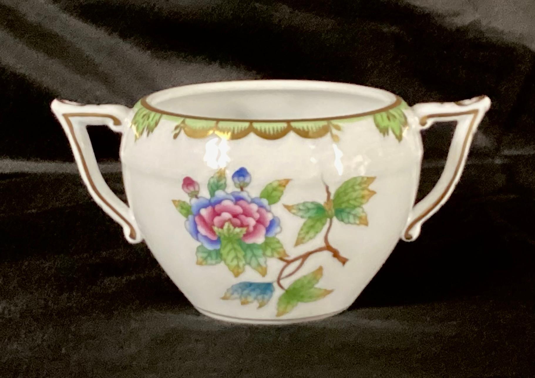 Set Of Herend Queen Victoria Salt Dish And Sugar Bowl With Lid For Sale 1