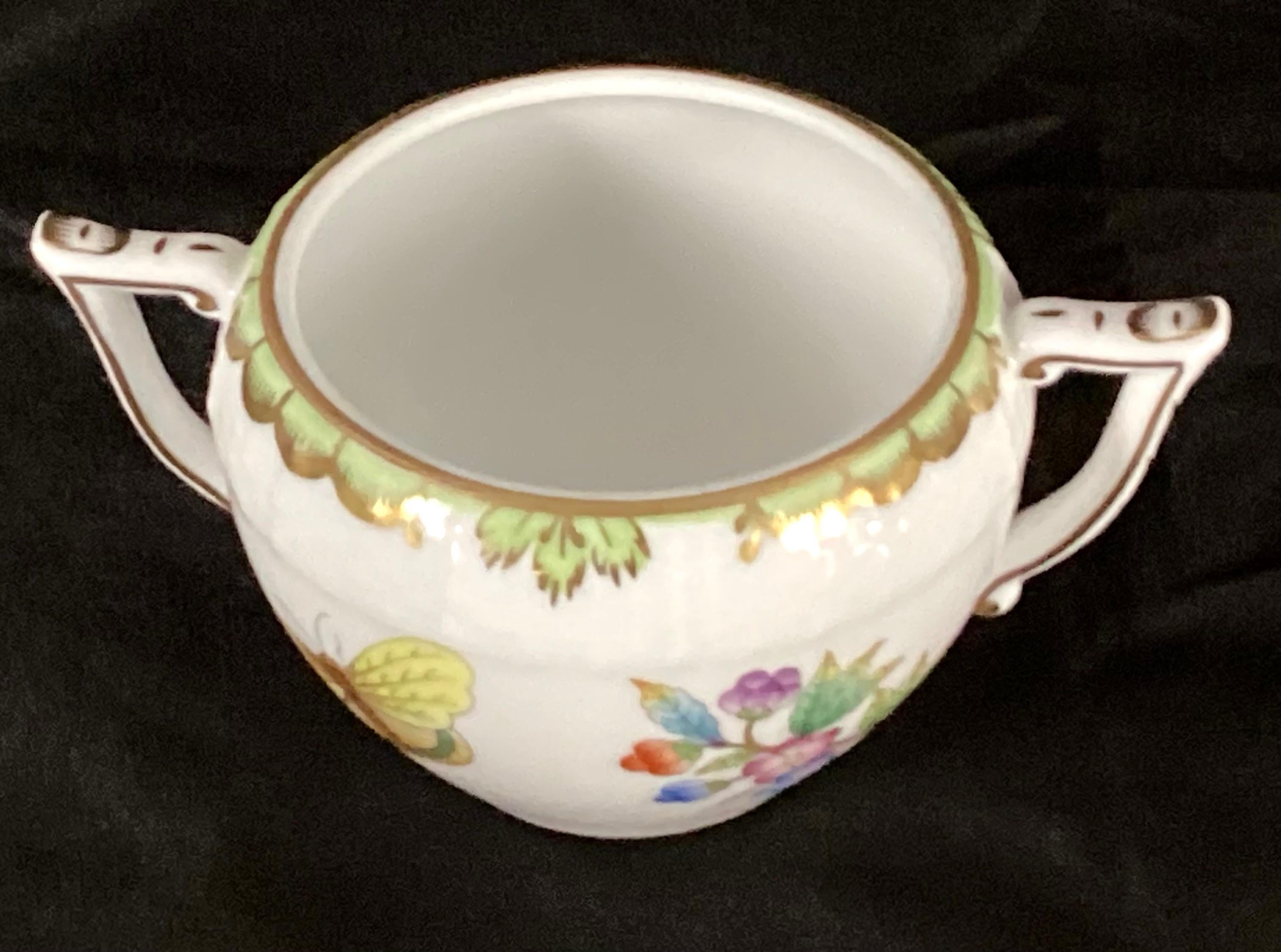 Set Of Herend Queen Victoria Salt Dish And Sugar Bowl With Lid For Sale 2