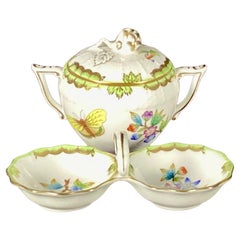Set di piatti da sale e zuccheriere Herend Queen Victoria con coperchio