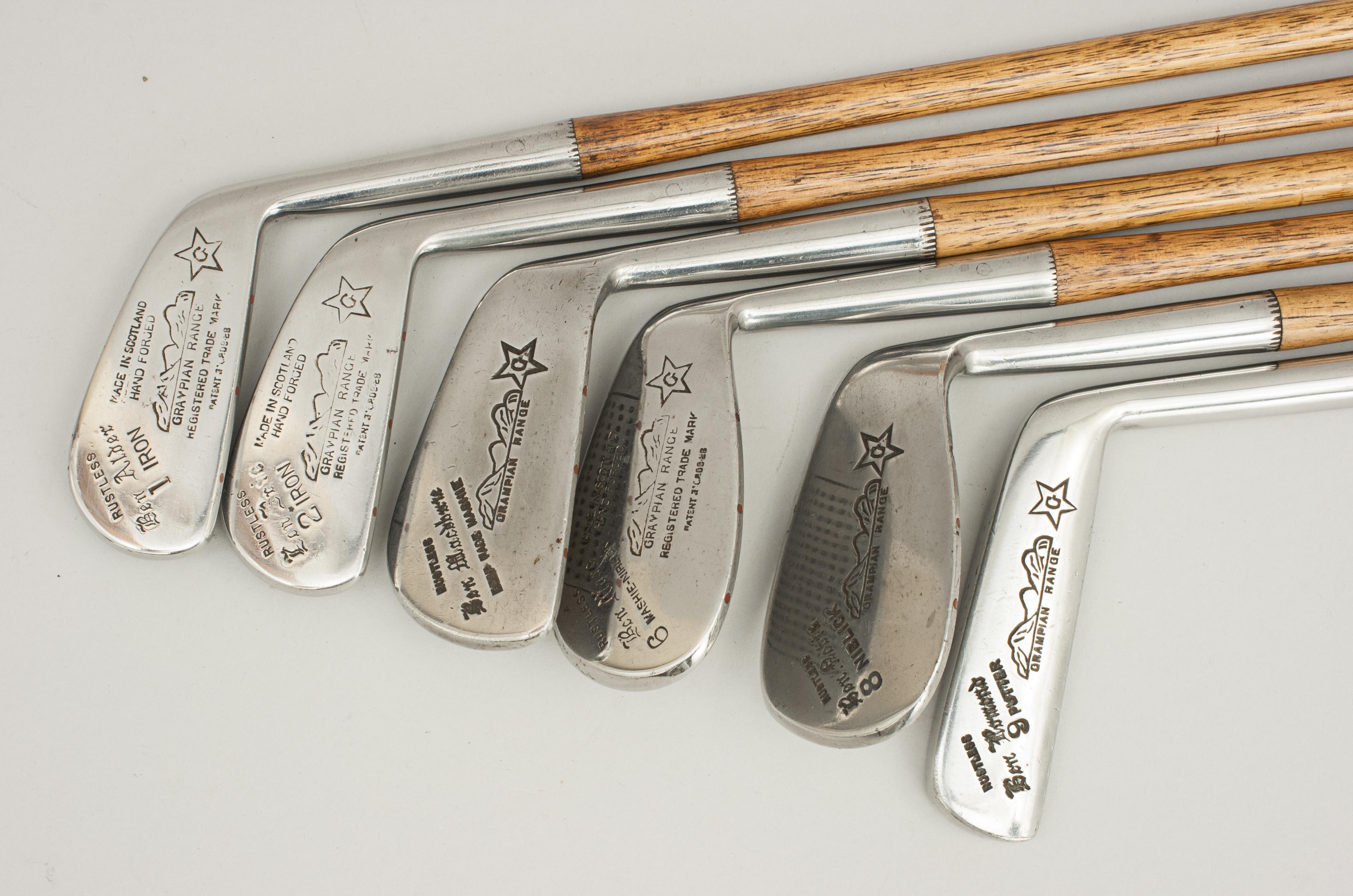English Set of Hickory Golf Clubs by Gibson of Kinghorn, Fife, Scotland