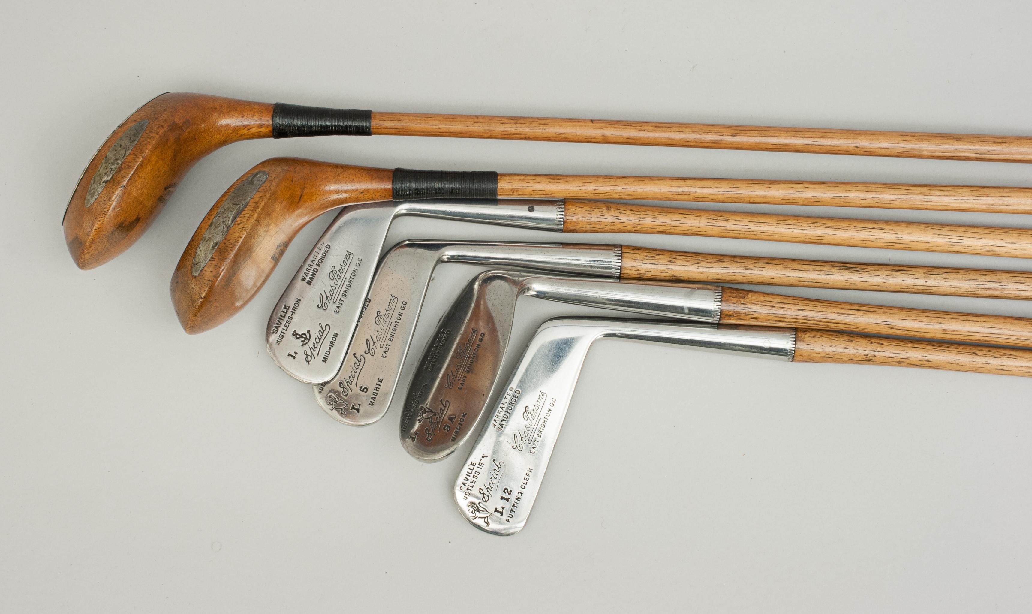 Sporting Art Set of Hickory Golf Clubs