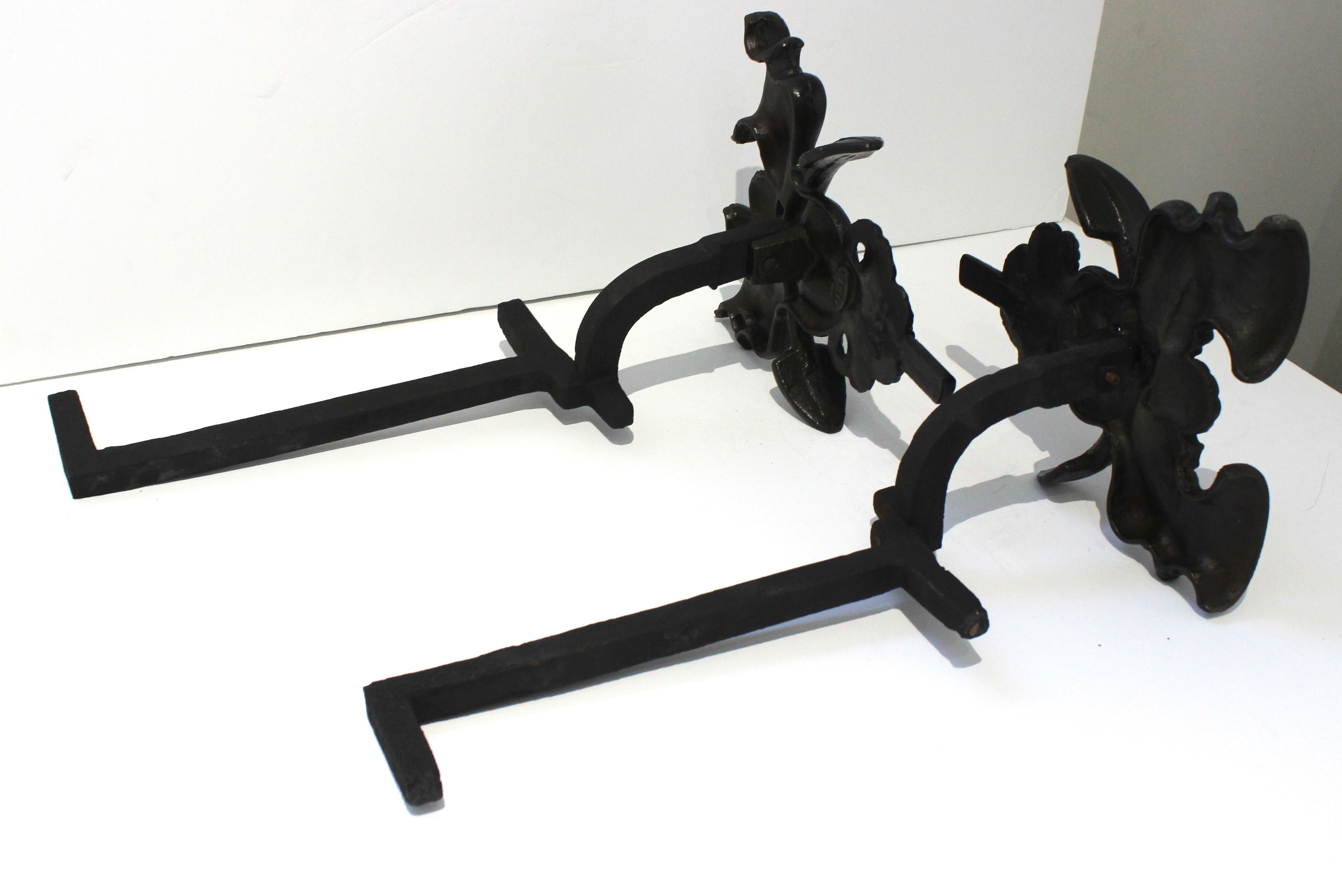 20th Century Set of Hubley Anchor Andirons For Sale