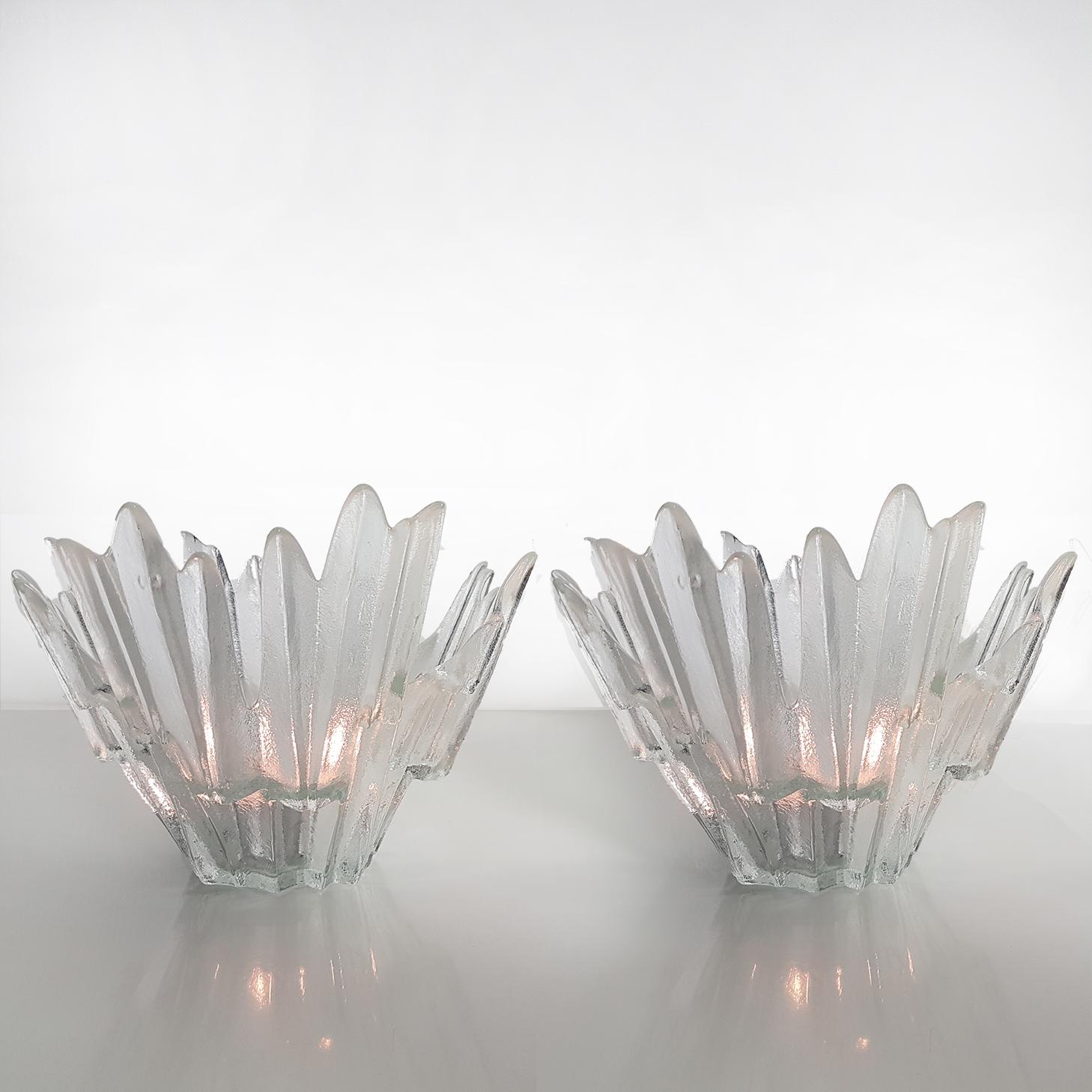 Set of Ice Glass Candleholders or Bowls Wirkkala for Humppila, 1960s 5