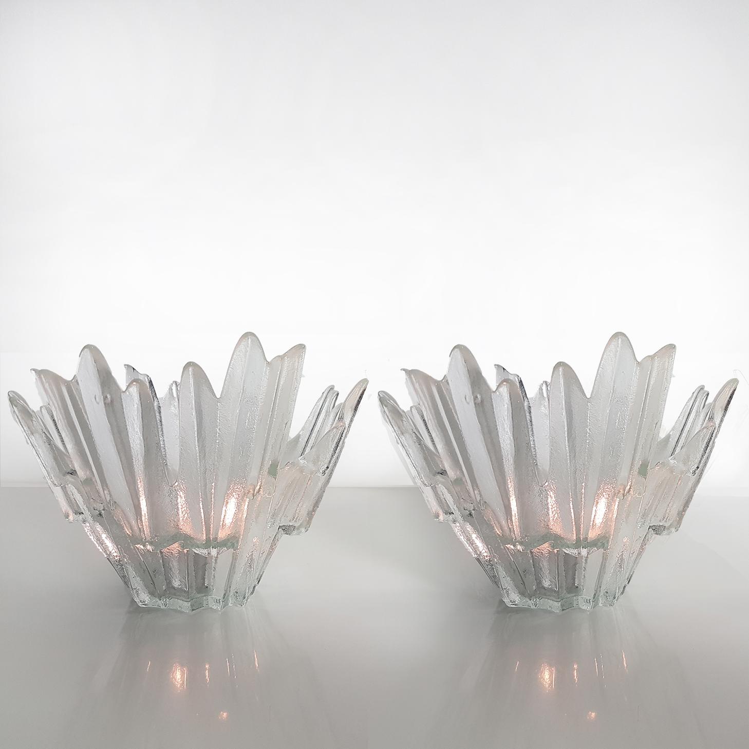 Set of Ice Glass Candleholders or Bowls Wirkkala for Humppila, 1960s 6
