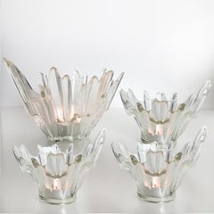 Set of Ice Glass Candleholders or Bowls Wirkkala for Humppila, 1960s