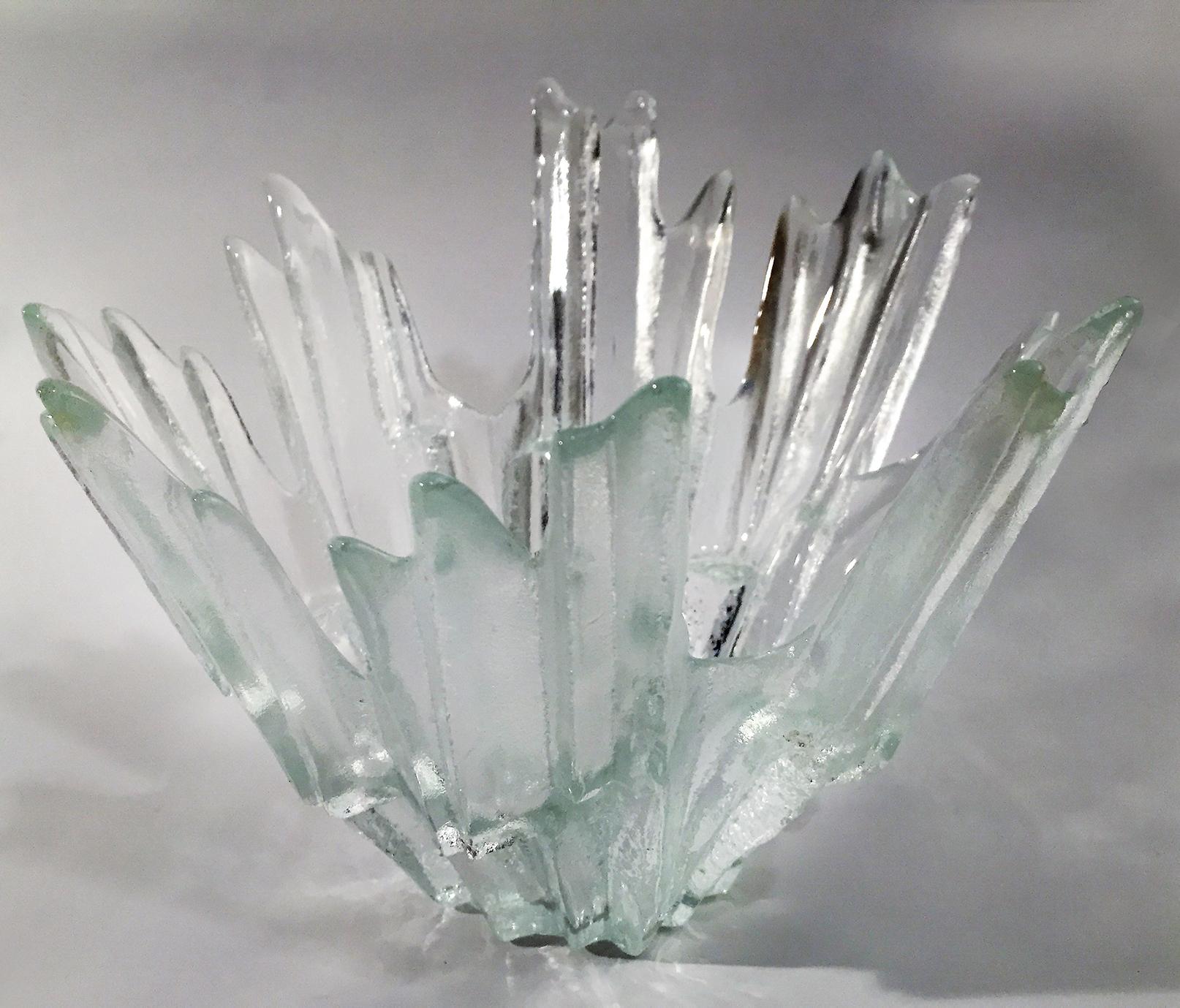 Molded Set of Ice Glass Candleholders or Bowls Wirkkala for Humppila, 1960s