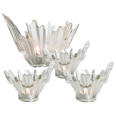 Set of Ice Glass Candleholders or Bowls Wirkkala for Humppila, 1960s