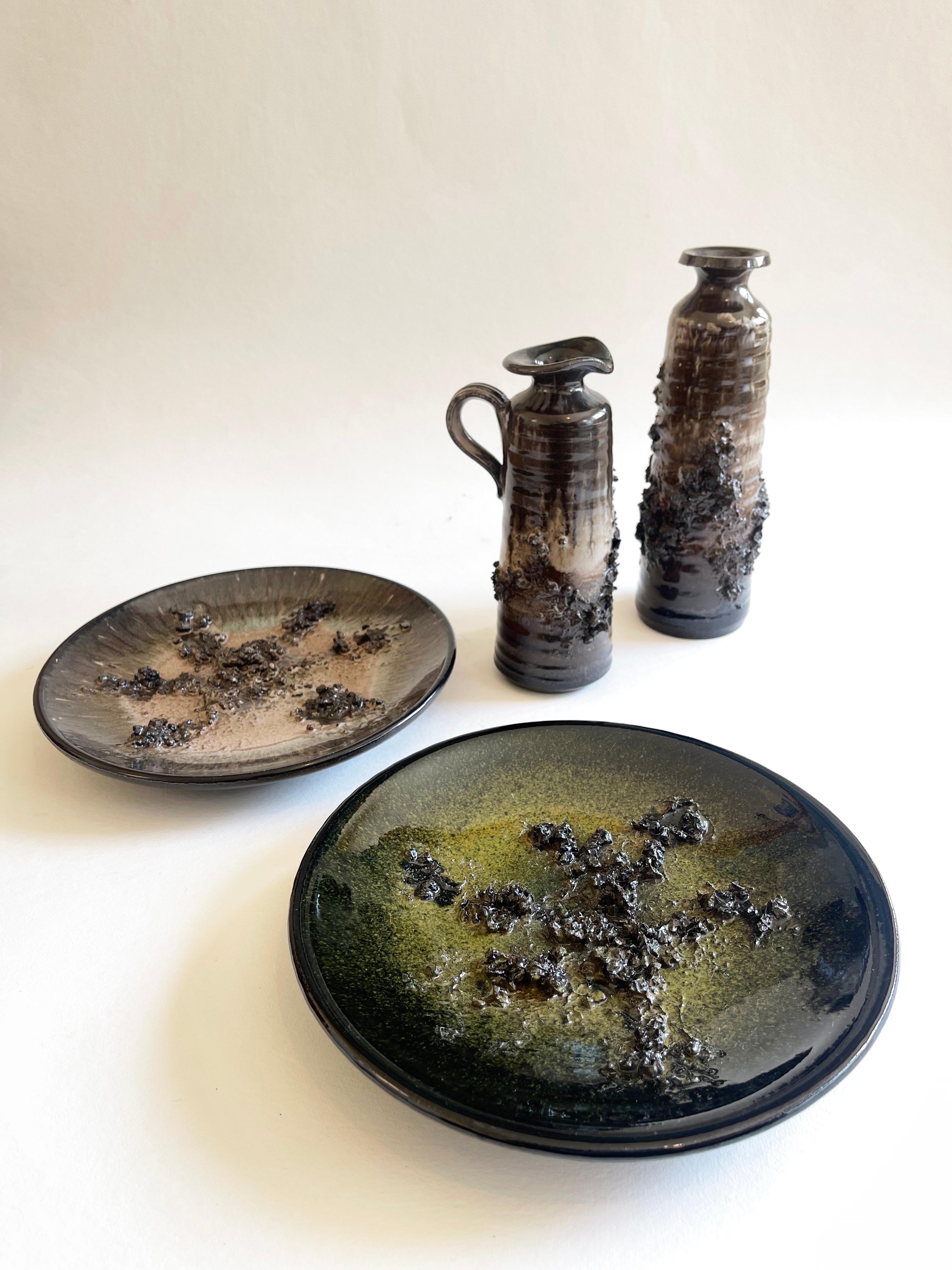 20th Century Set of Iceland Brutalist Lava Ceramic Vases by Ragnar Kjartansson of Glit, 1960s