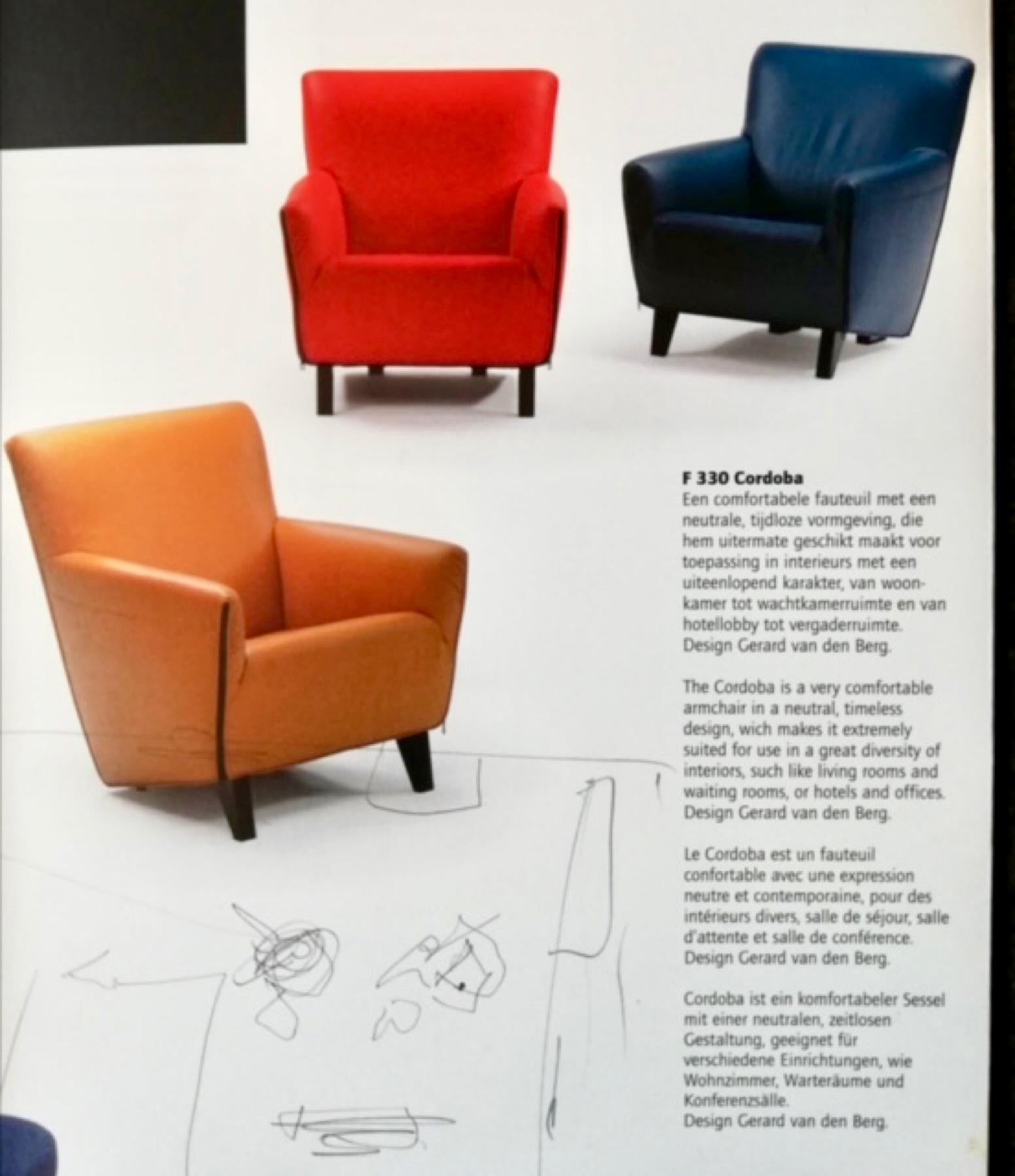 Set ikonischer Artifort F330 Cordoba-Loungesessel aus weichem Ockerleder im Zustand „Gut“ im Angebot in Voorburg, NL