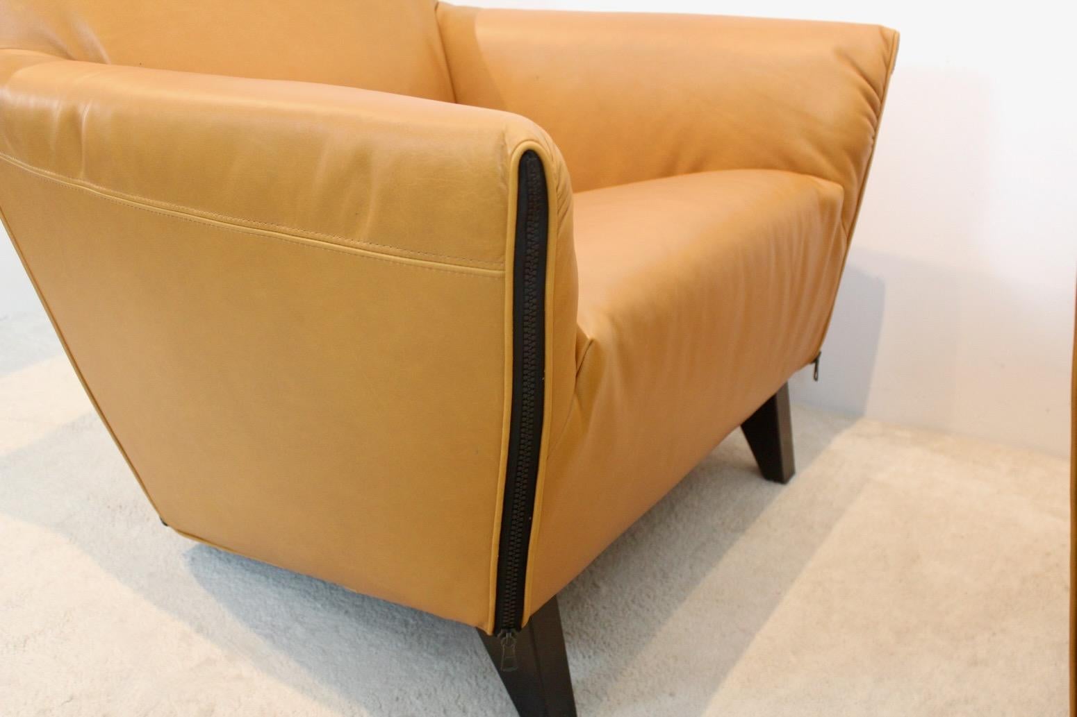 Ensemble emblématique de fauteuils de salon Artifort F330 Cordoba en cuir ocre souple en vente 1