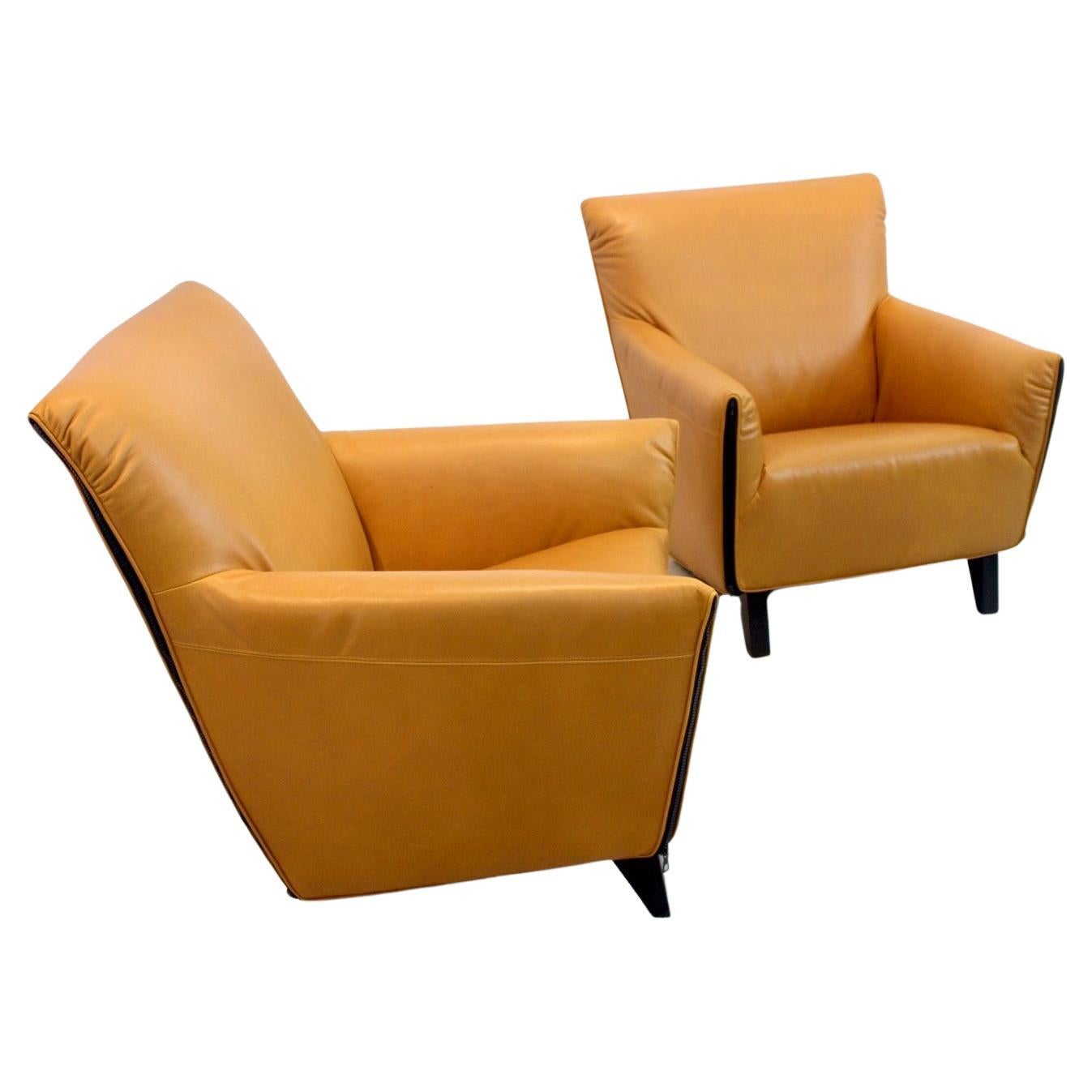 Set of Iconic Artifort F330 ‘Cordoba’ Lounge Chairs in Soft Ochre Leather For Sale