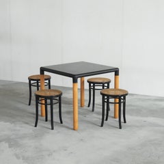 Set of Iconic Gerd Lange Table and 4 Lacquered Thonet Style Stools