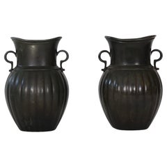 Impressive Art Deco Discometal Vases by Just Andersen, 1920s, Denmark