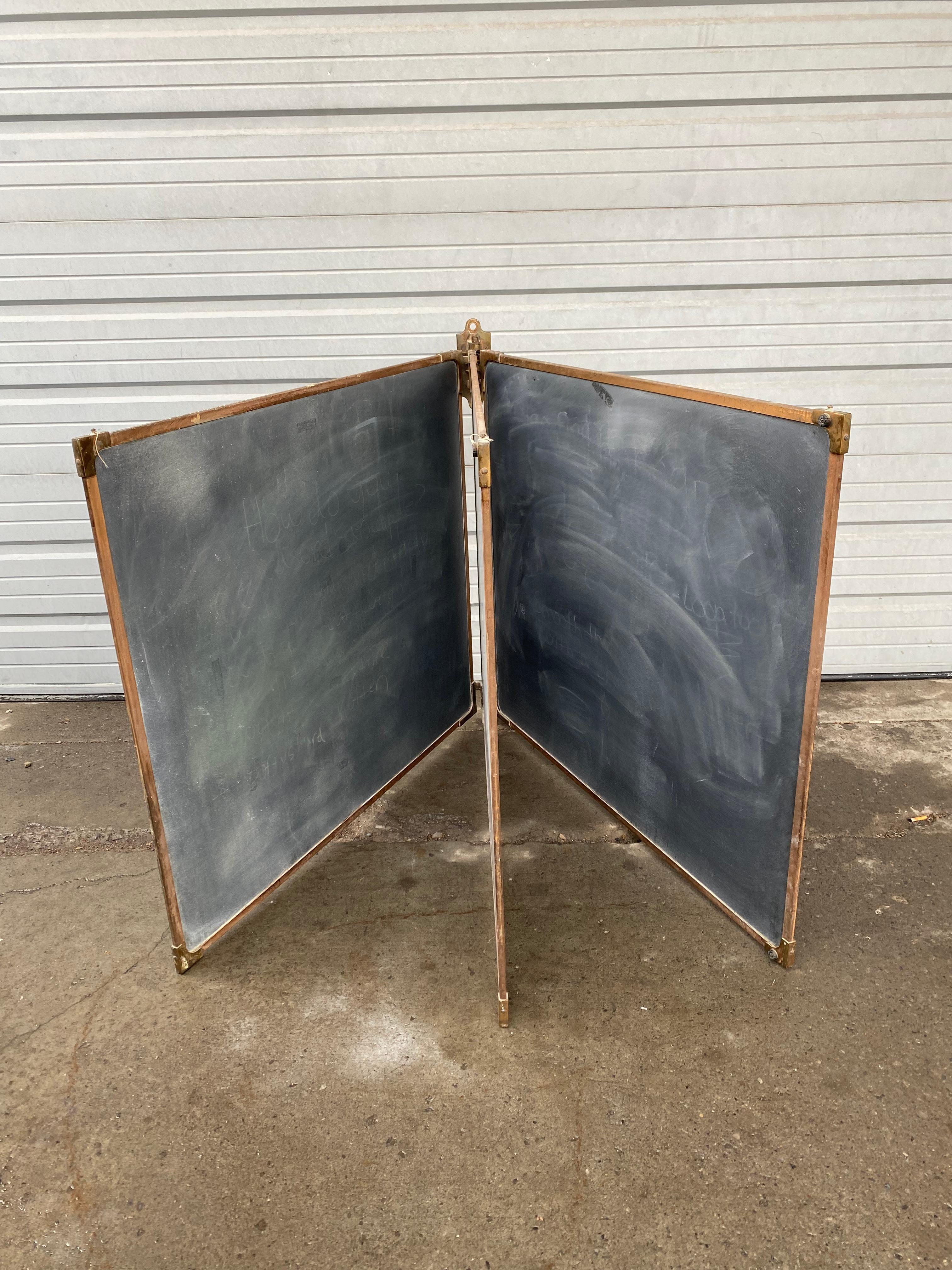 Set of Industrial Antique Slate and Bronze Fold-Out Chalkboards 5
