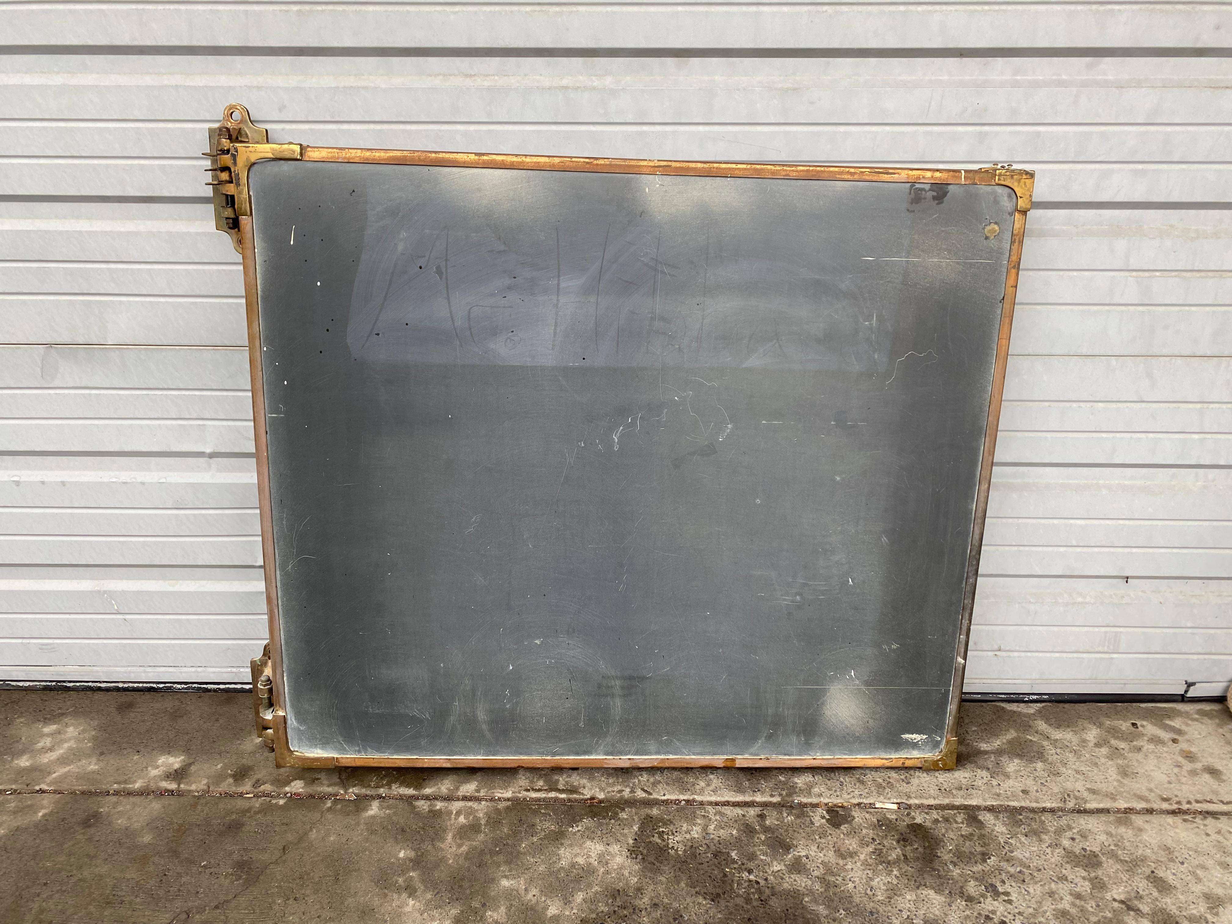 Set of Industrial Antique Slate and Bronze Fold-Out Chalkboards In Good Condition In Buffalo, NY