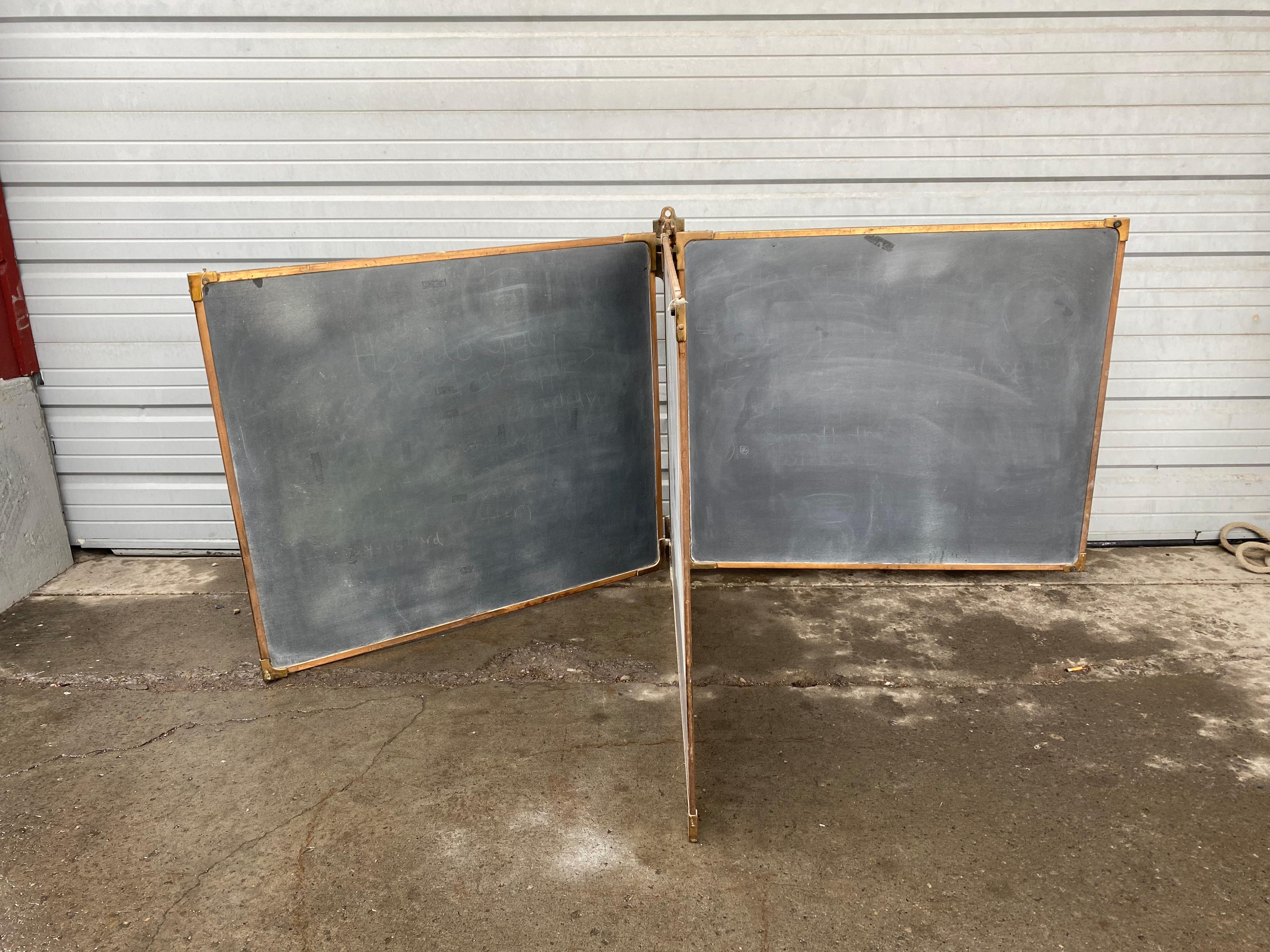 Set of Industrial Antique Slate and Bronze Fold-Out Chalkboards 2