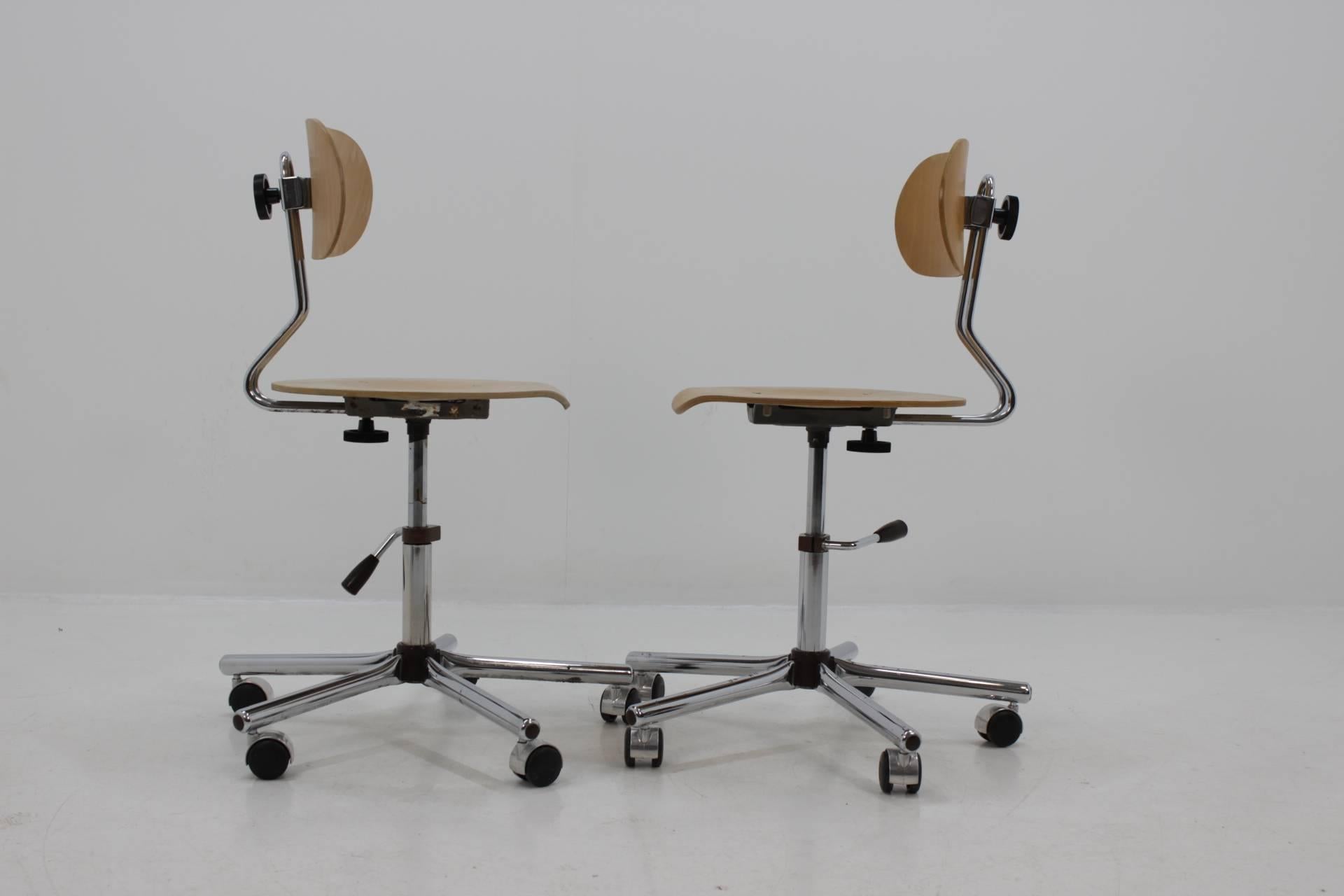 Mid-Century Modern Set of Industrial Chrome Office Chairs