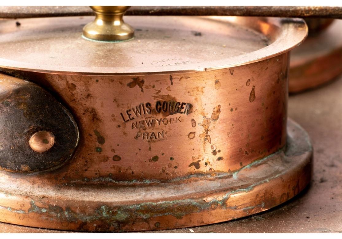 Set of Industrial Era Lewis Conger 'New York/France' Copper Pots in Boiler In Good Condition In Bridgeport, CT