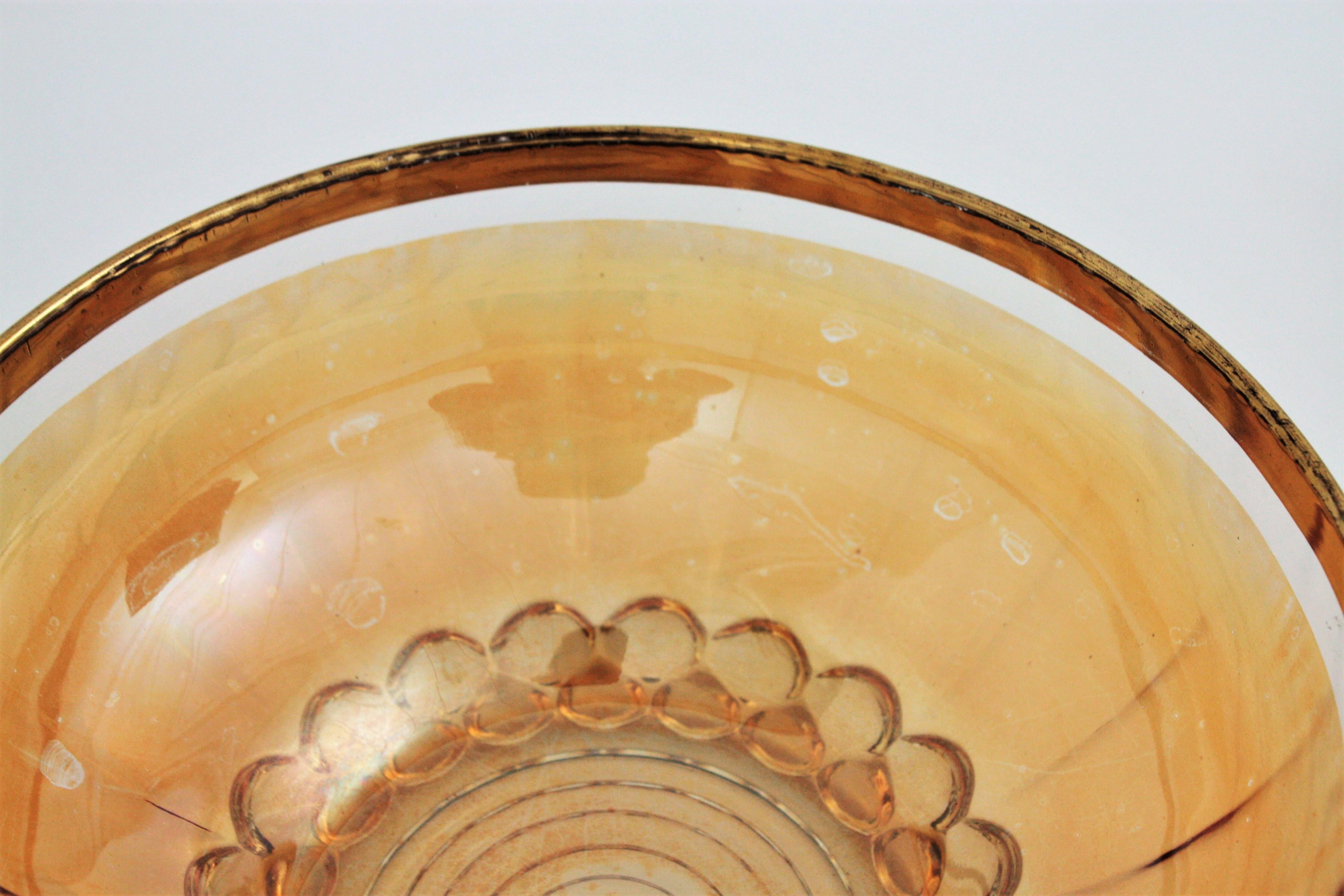 Pattern Pressed Glass Gold Rim Bowls / Dessert Serving Set For Sale 1