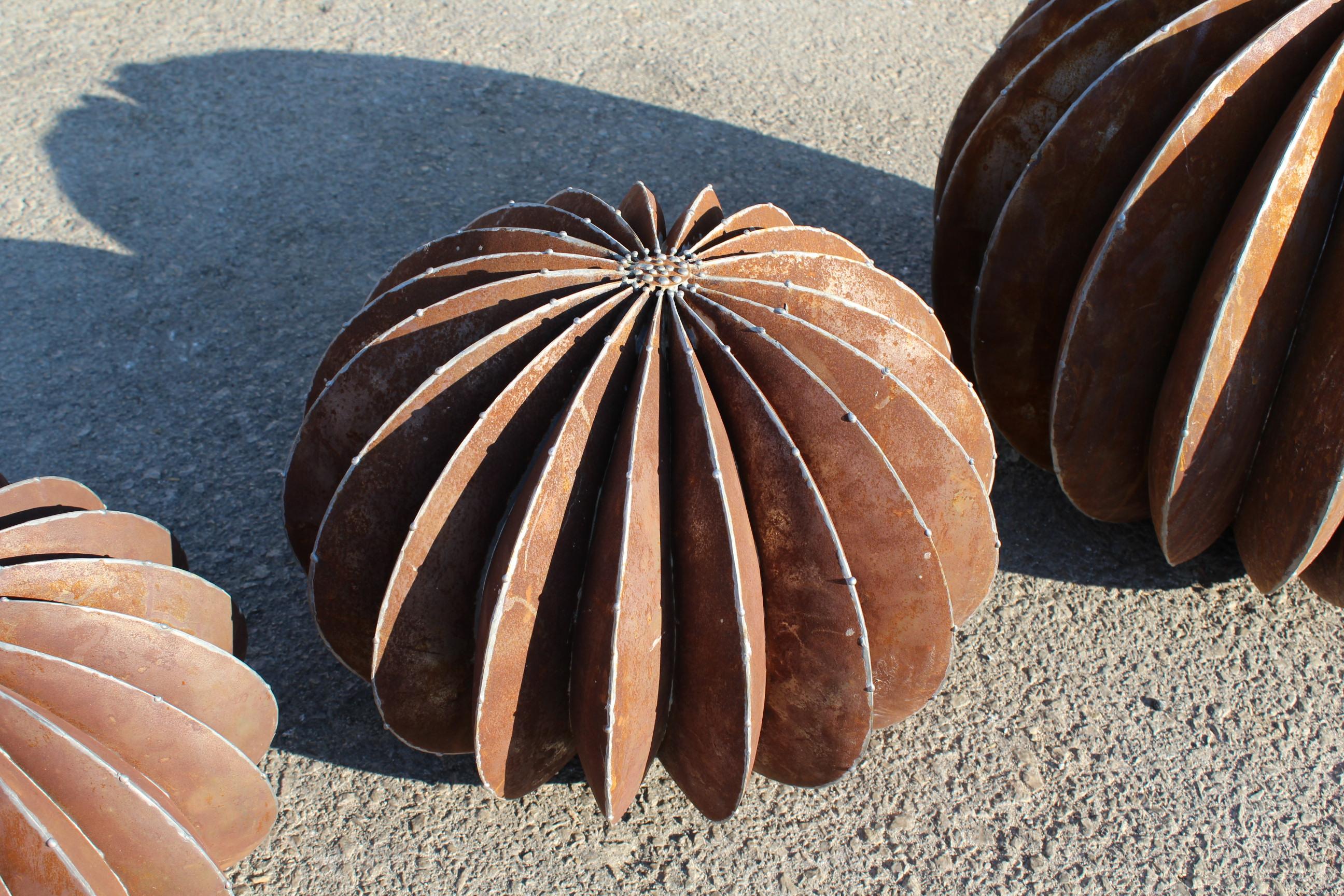 Set of Iron Ball Cactus Sculptures in Different Sizes 1