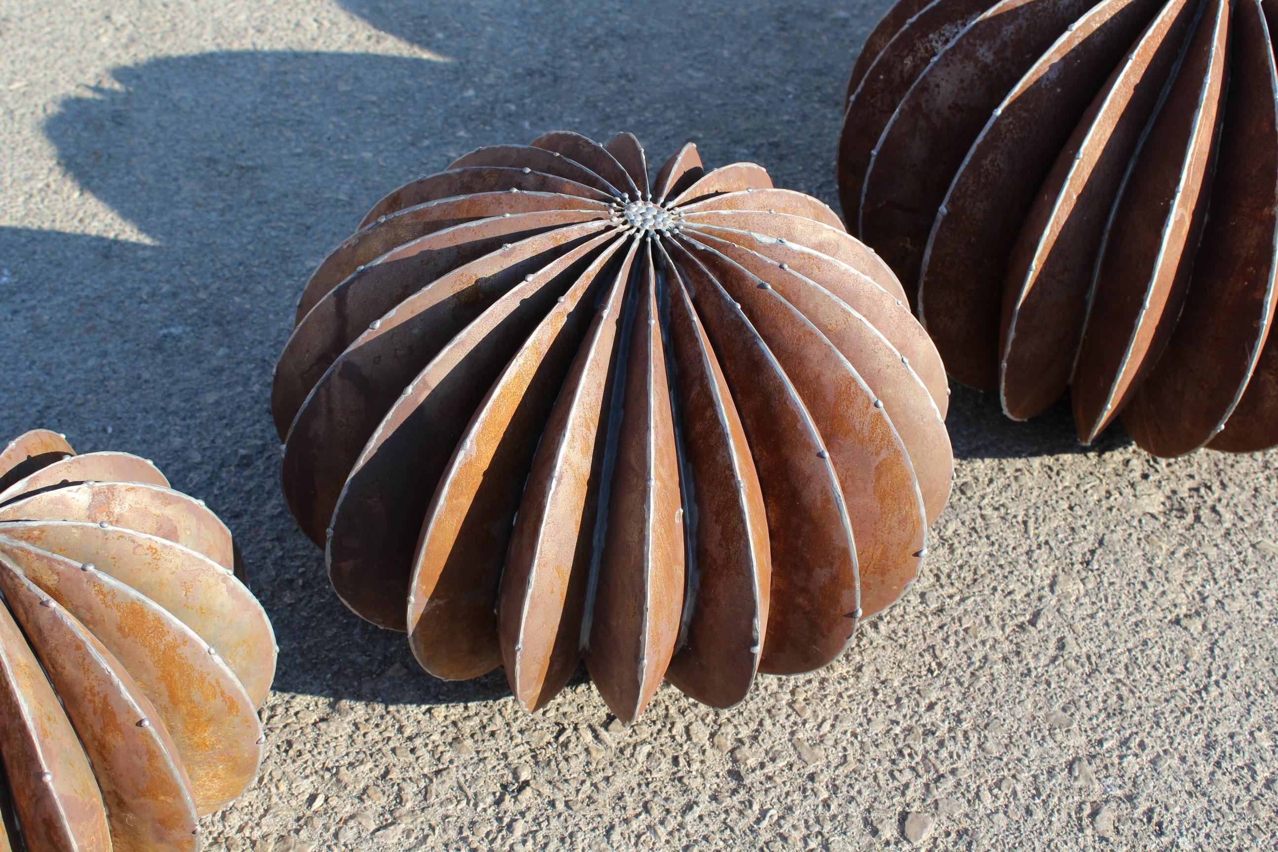 Set of Iron Ball Cactus Sculptures in Different Sizes 2