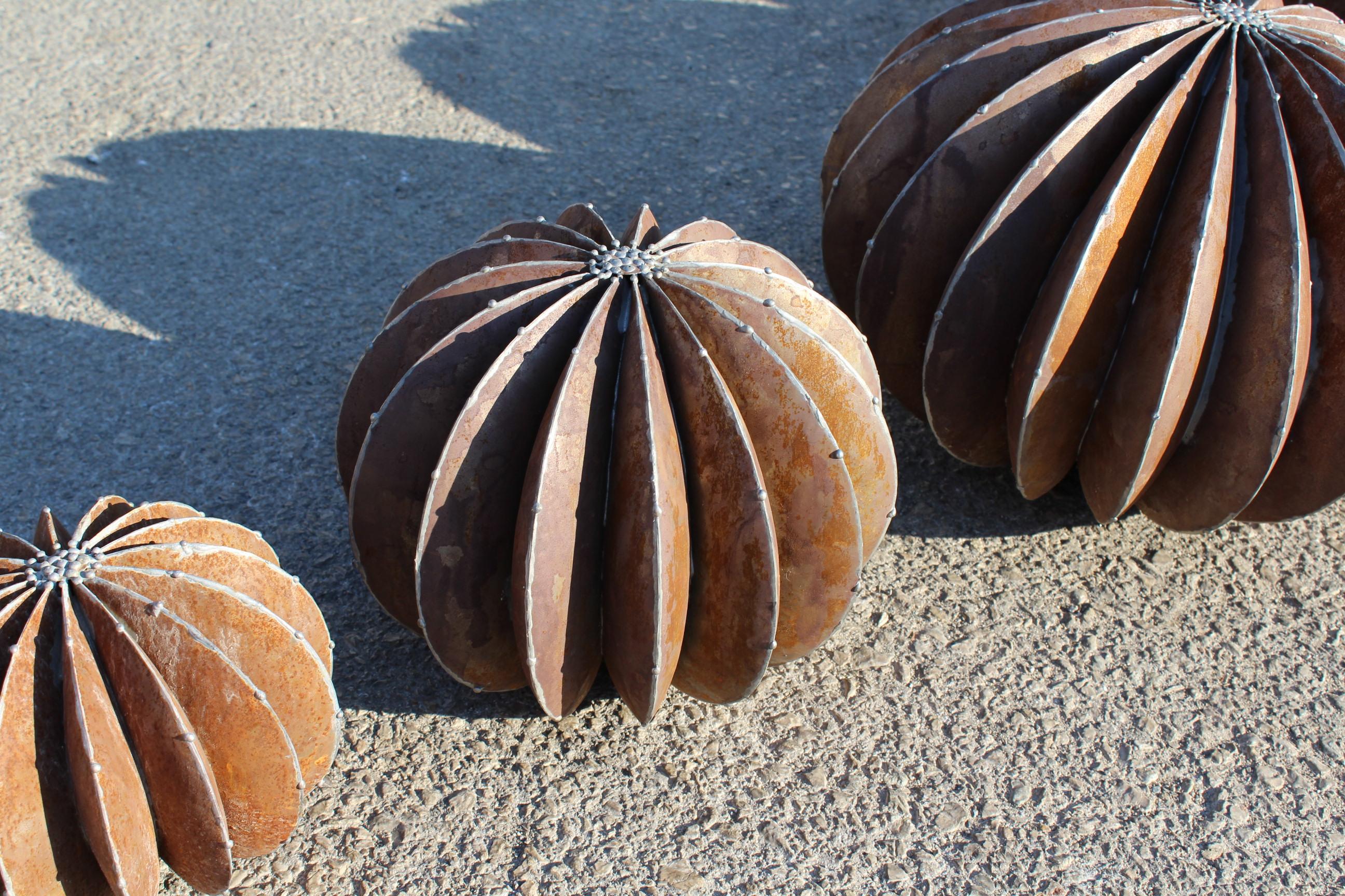 Set of Iron Ball Cactus Sculptures in Different Sizes 3