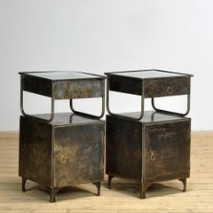 Set of iron bedside tables, 1950s