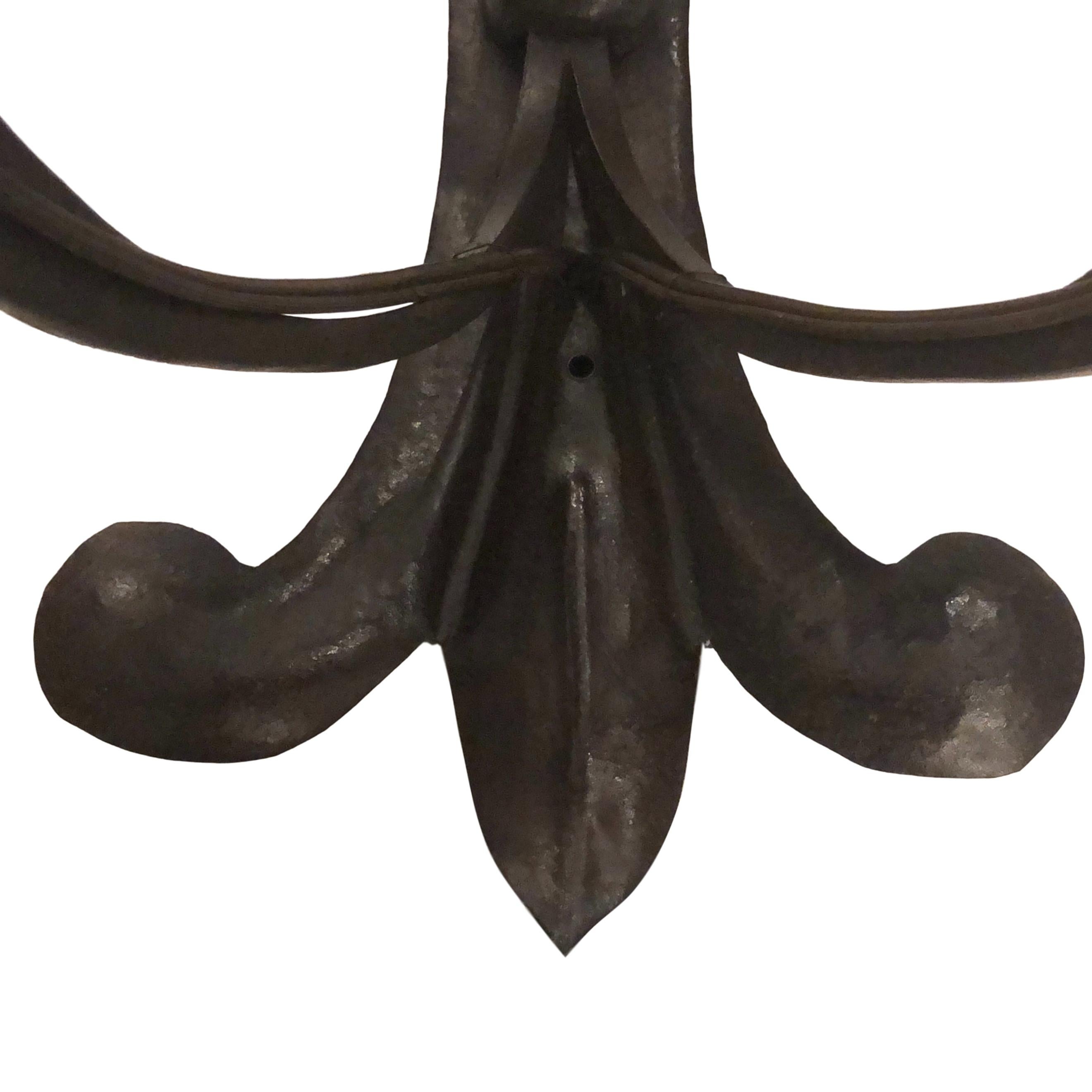 Mid-20th Century Set of Iron Foliage Motif Sconces, Sold Per Pair For Sale
