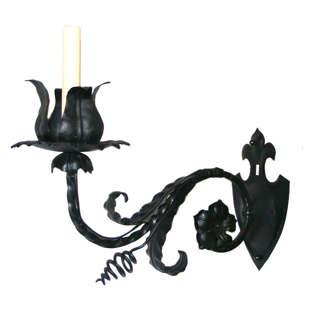 Italian Set of Iron Foliage Sconces, Sold in Pairs For Sale