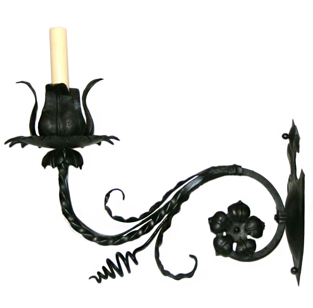 Painted Set of Iron Foliage Sconces, Sold in Pairs For Sale