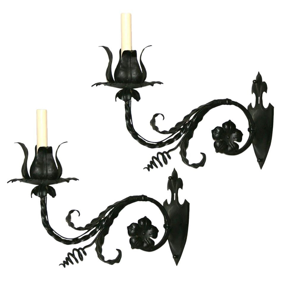 Set of Iron Foliage Sconces, Sold in Pairs