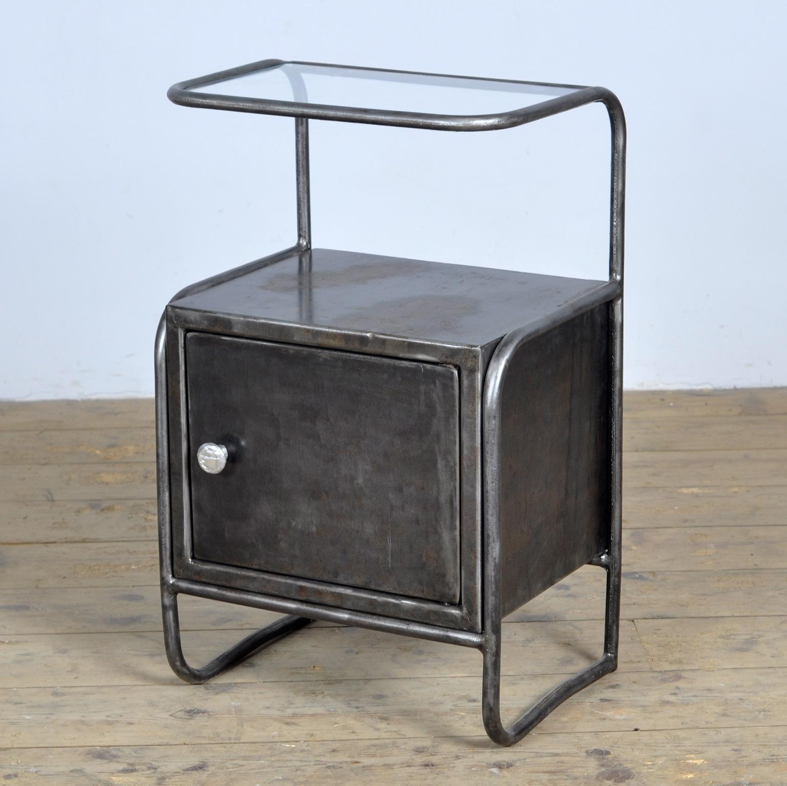 Industrial Set Of Iron Nightstands, Circa 1950 For Sale