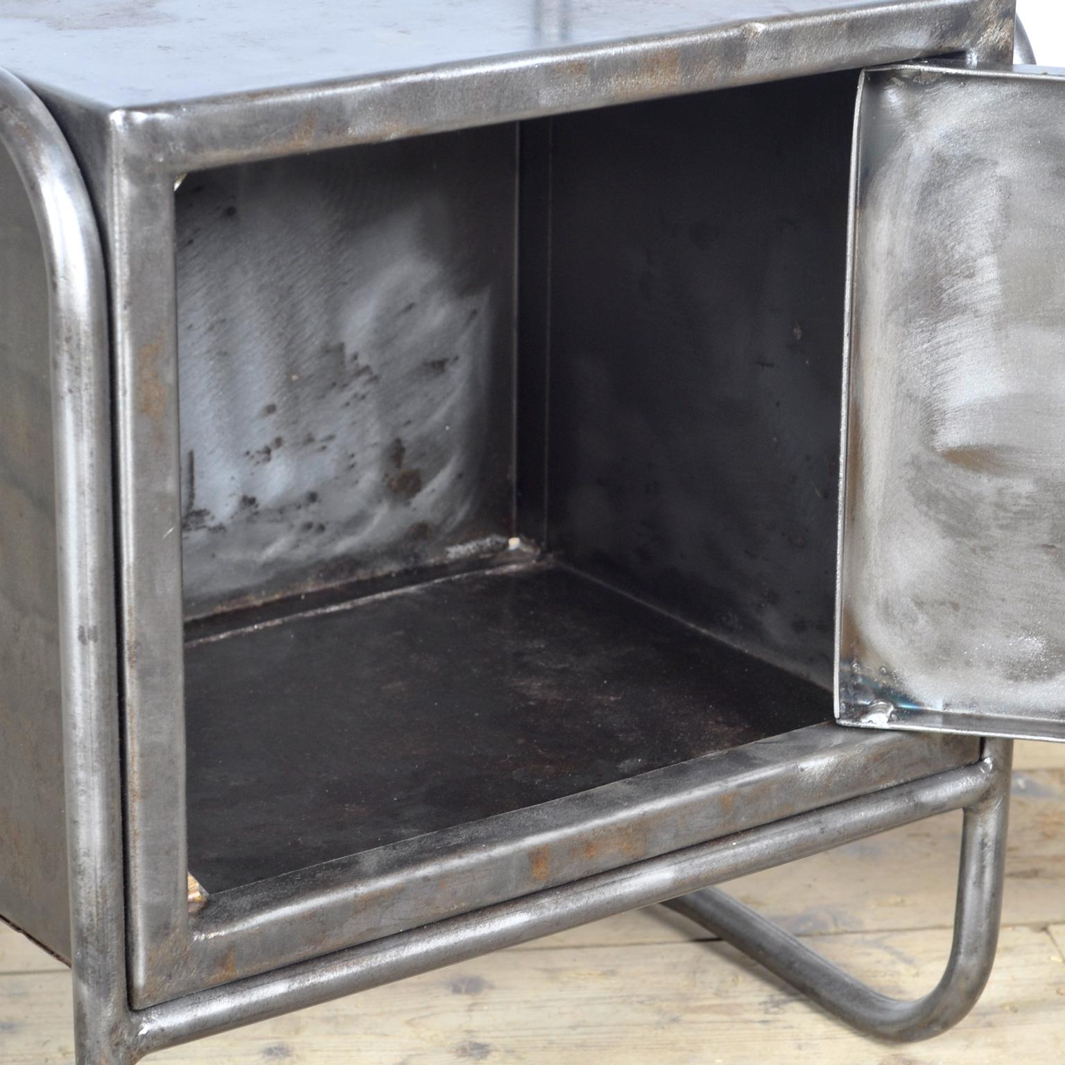 Glass Set Of Iron Nightstands, Circa 1950 For Sale