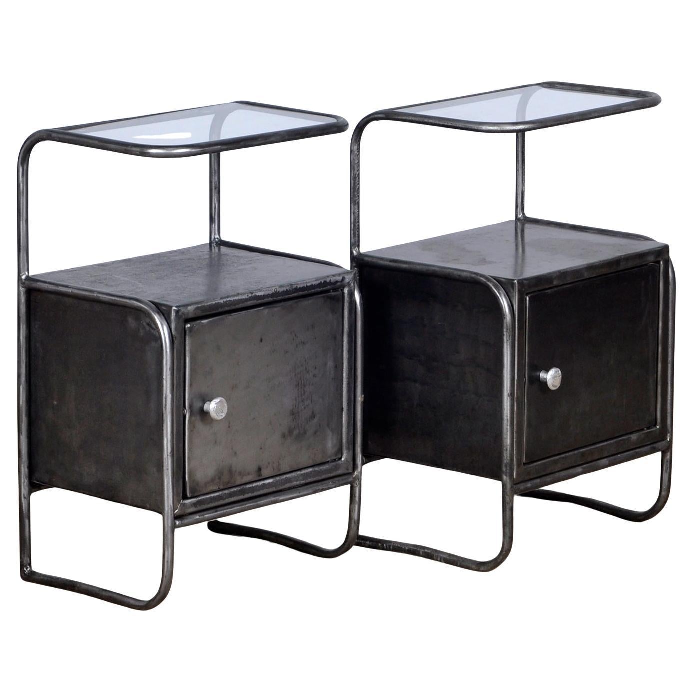 Set Of Iron Nightstands, Circa 1950 For Sale