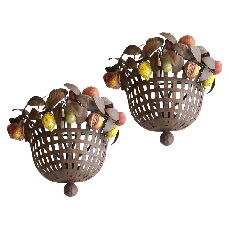 Set of Iron Sconces with Fruit For Sale at 1stdibs