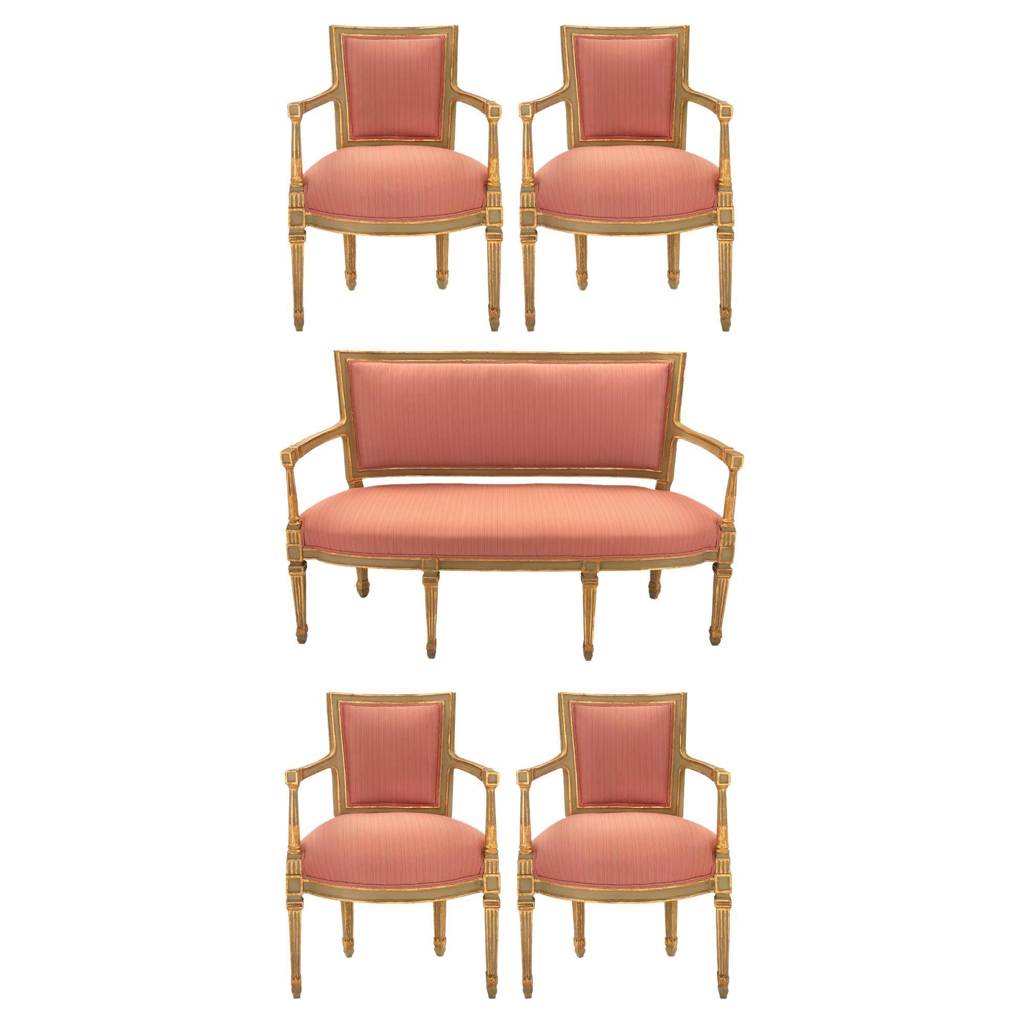 Ensemble de fauteuils italiens d'époque Louis XVI du 18ème siècle