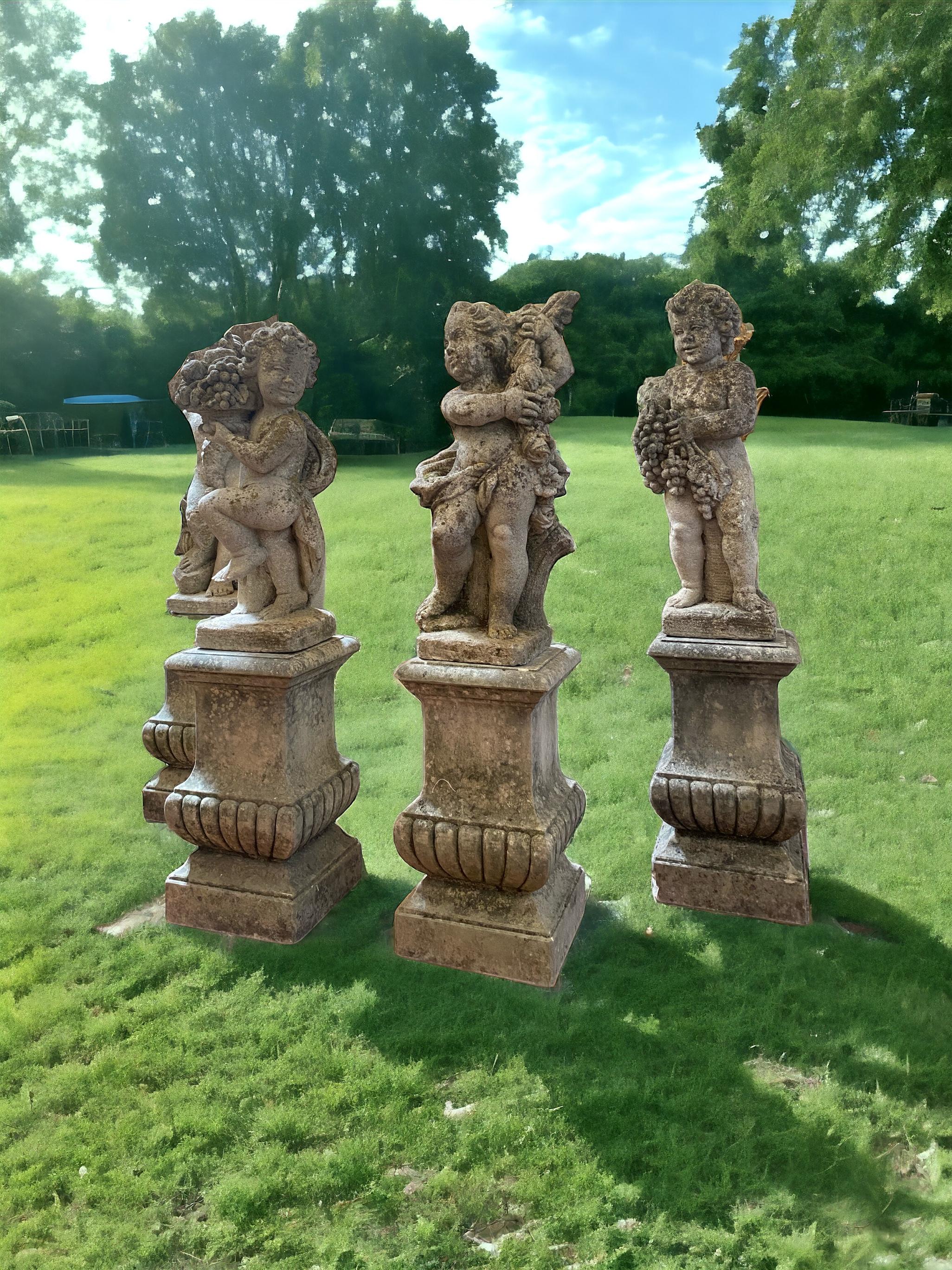 Set of Italian 19' century Stone Statues Representing the Four Seasons 1