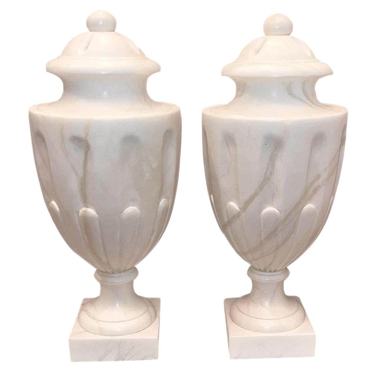 Set of Italian Alabaster Urn Lamps, Sold per Pair For Sale 2