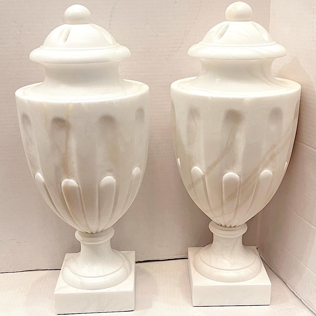 Set of Italian Alabaster Urn Lamps, Sold per Pair For Sale 3